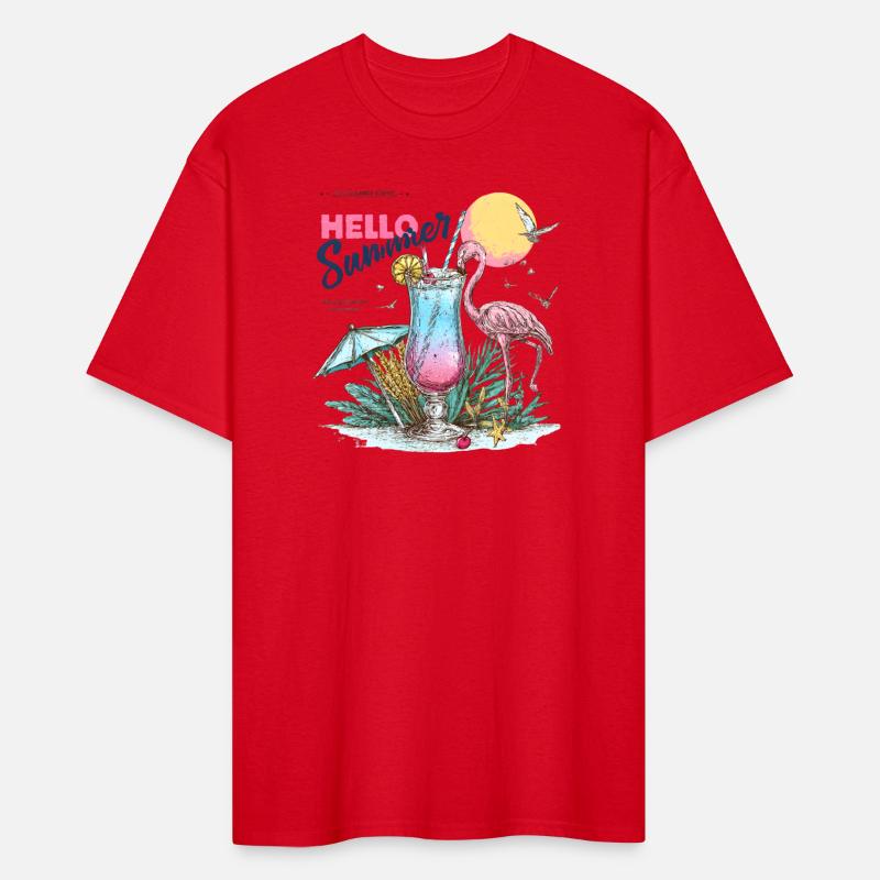 Hello Summer Flamingo & Cocktail T-Shirt