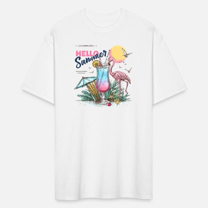 Hello Summer Flamingo & Cocktail T-Shirt
