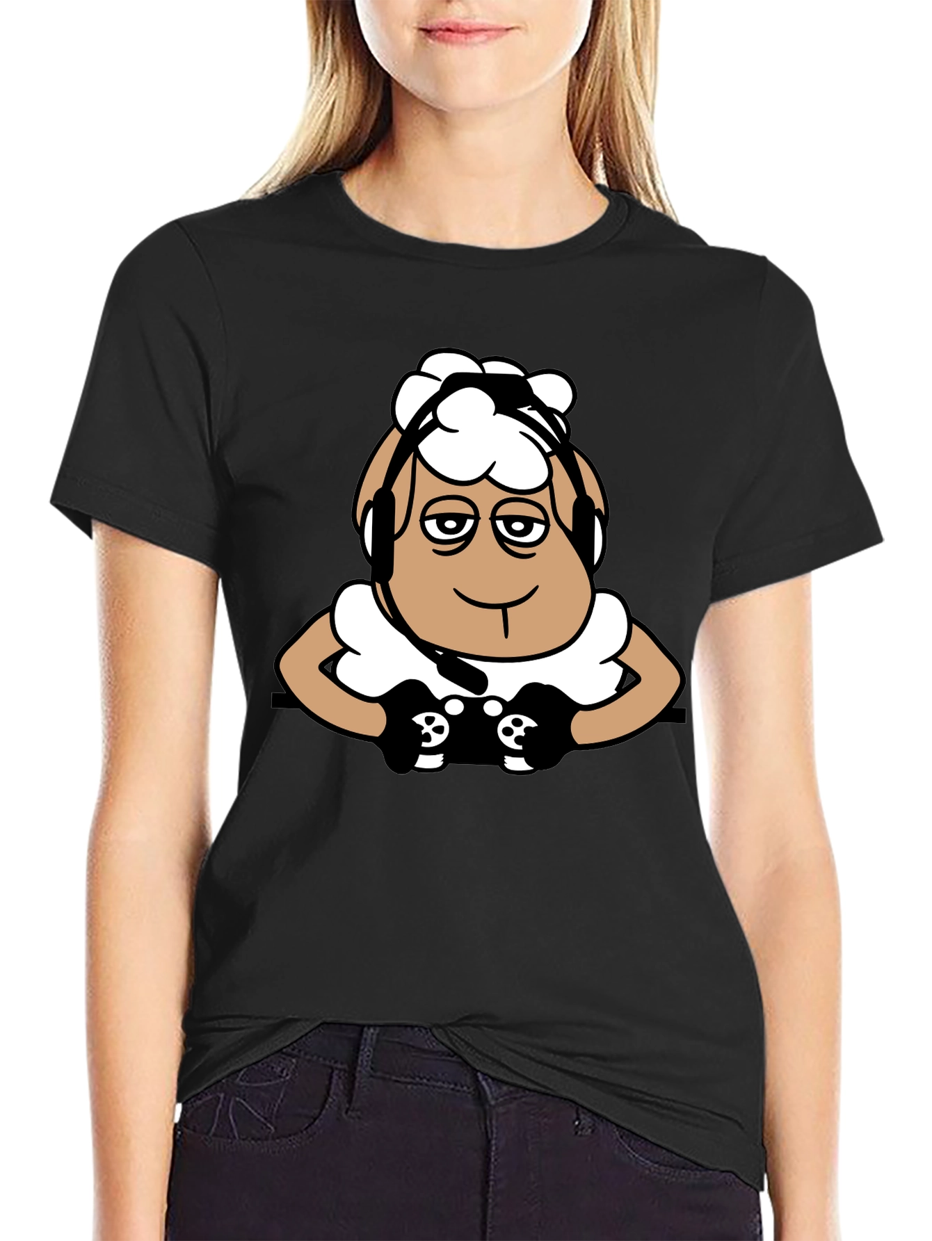 Gamer Sheep Graphic Tee - Black Cotton T-Shirt
