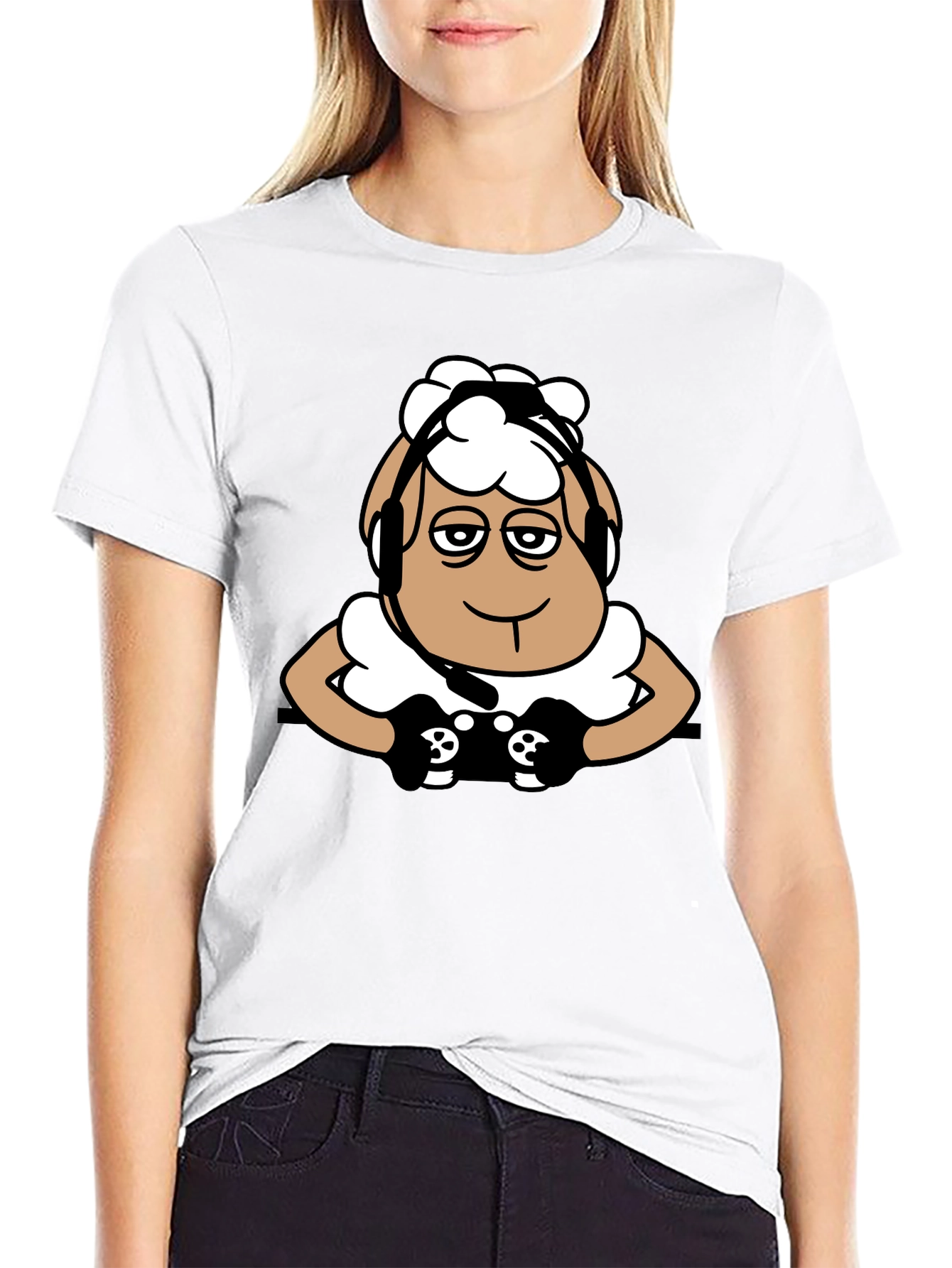 Gamer Sheep Graphic Tee - Black Cotton T-Shirt