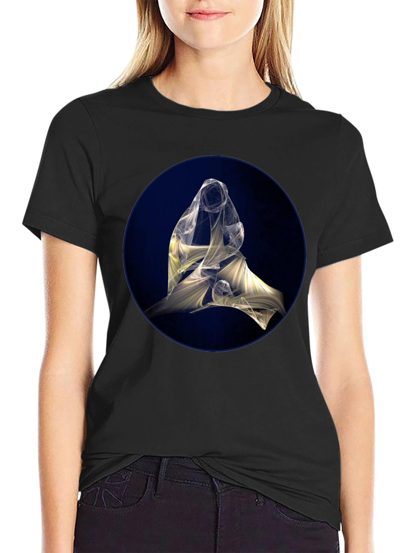 Abstract Light Design Black T-Shirt