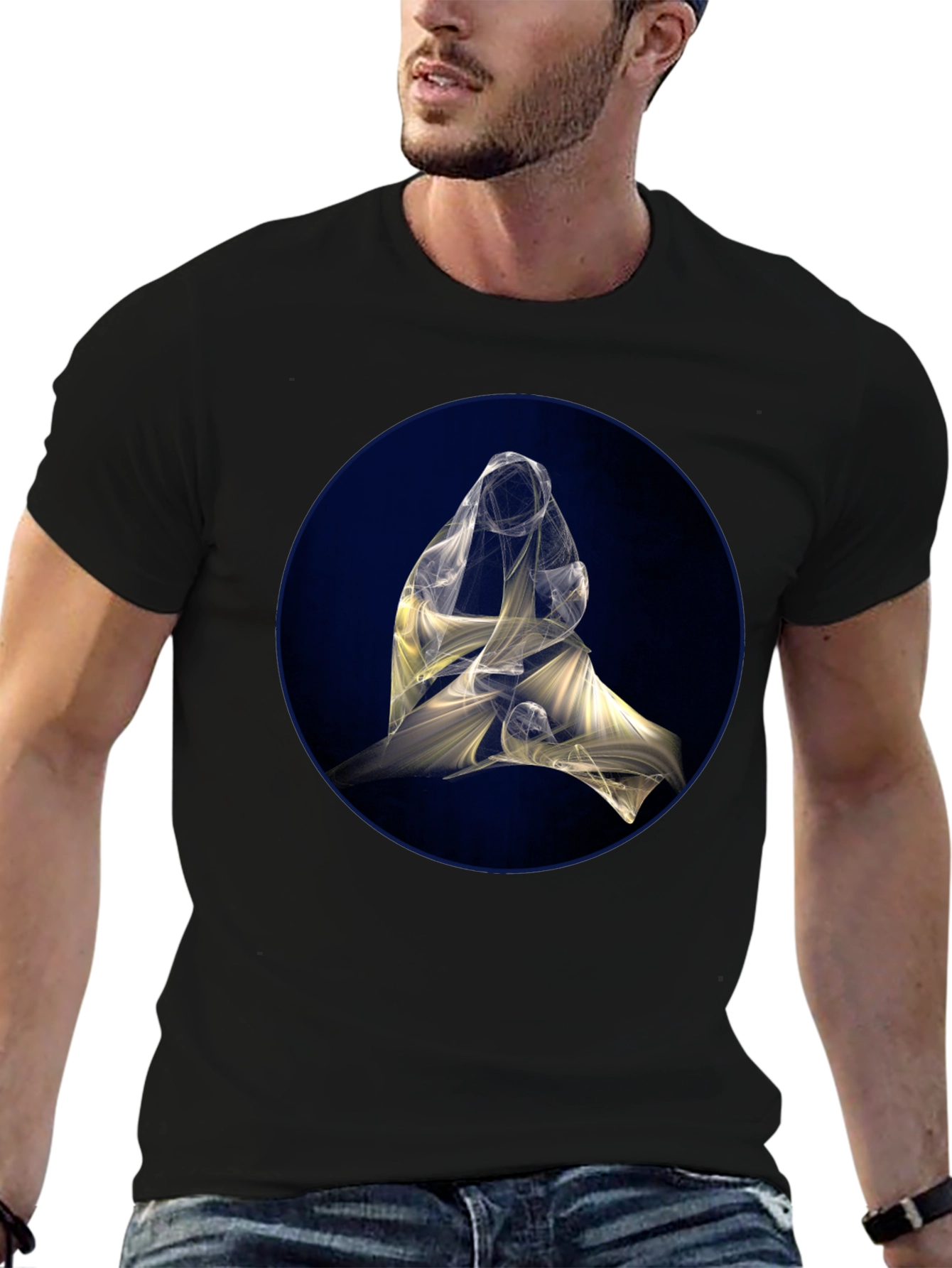 Abstract Light Design Black T-Shirt