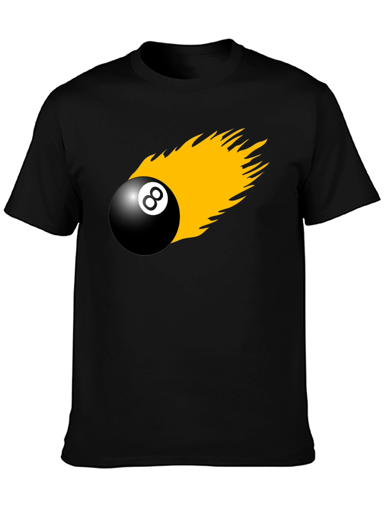 8-Ball On Fire Graphic Tee - Black