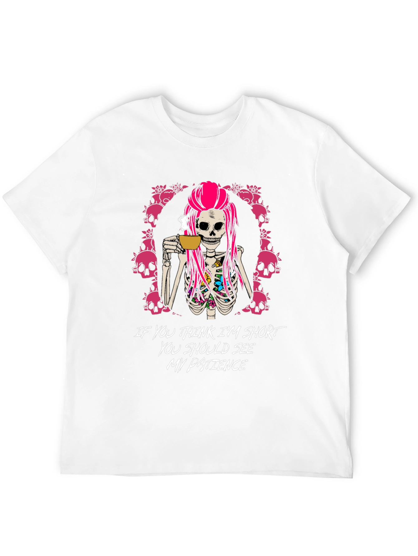 Funny Skeleton Coffee T-Shirt - Short Patience