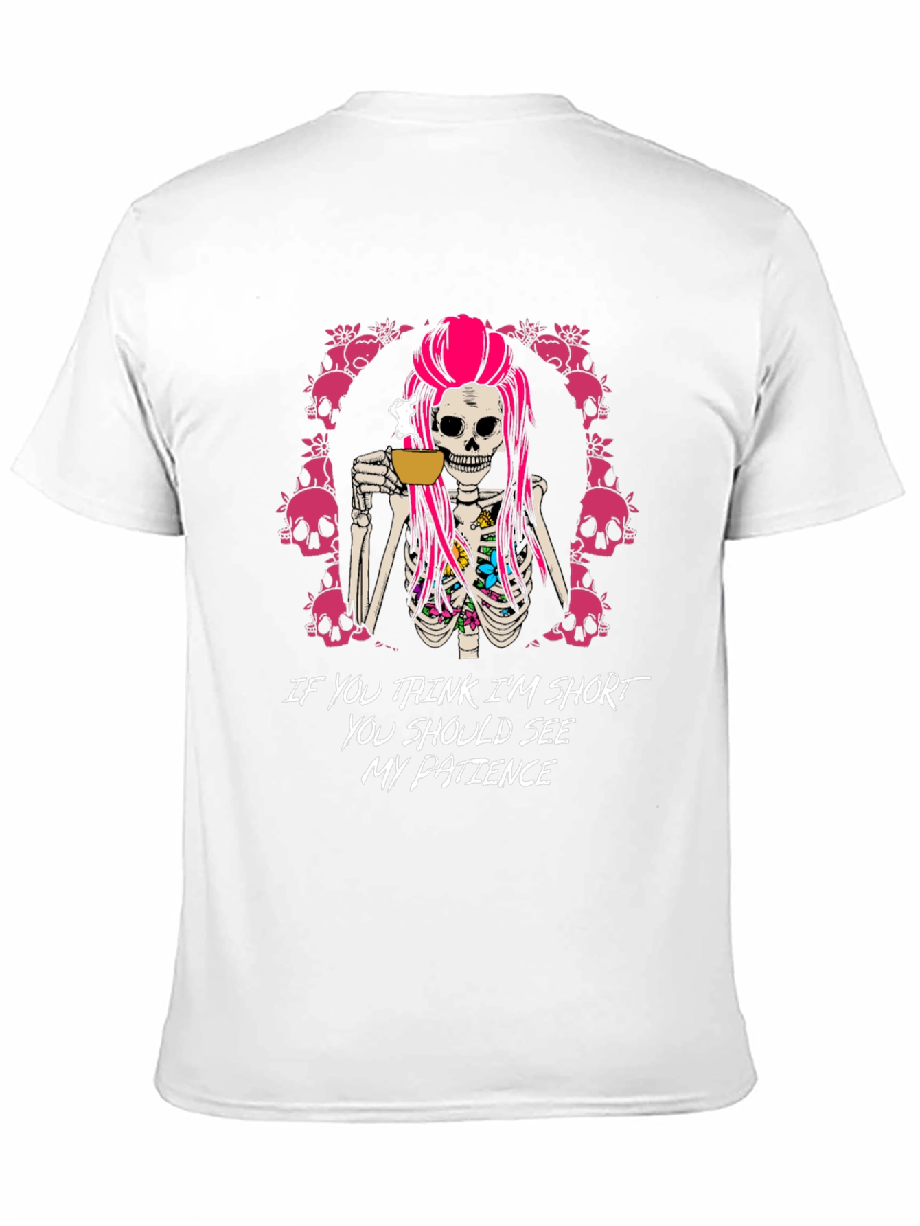 Funny Skeleton Coffee T-Shirt - Short Patience