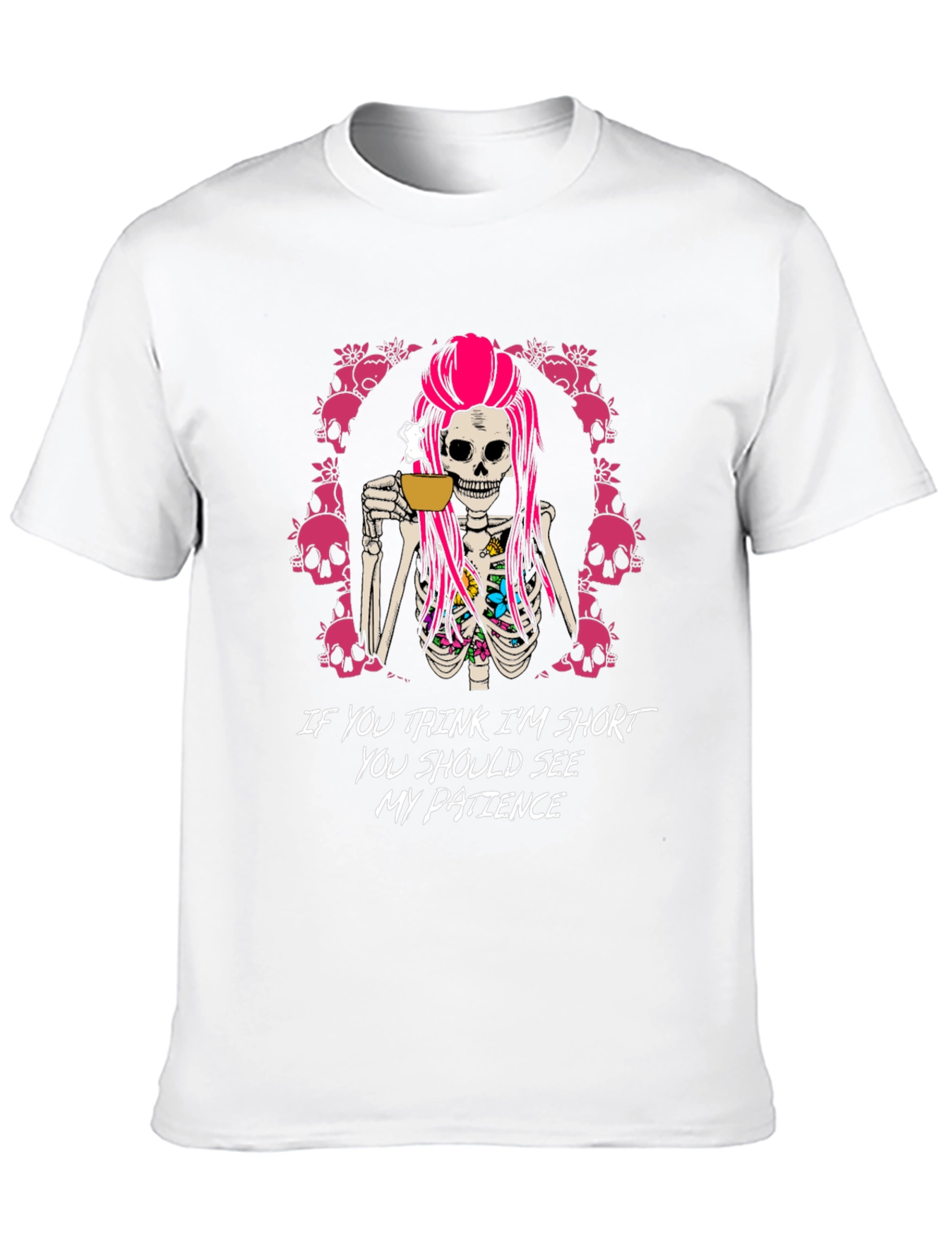 Funny Skeleton Coffee T-Shirt - Short Patience