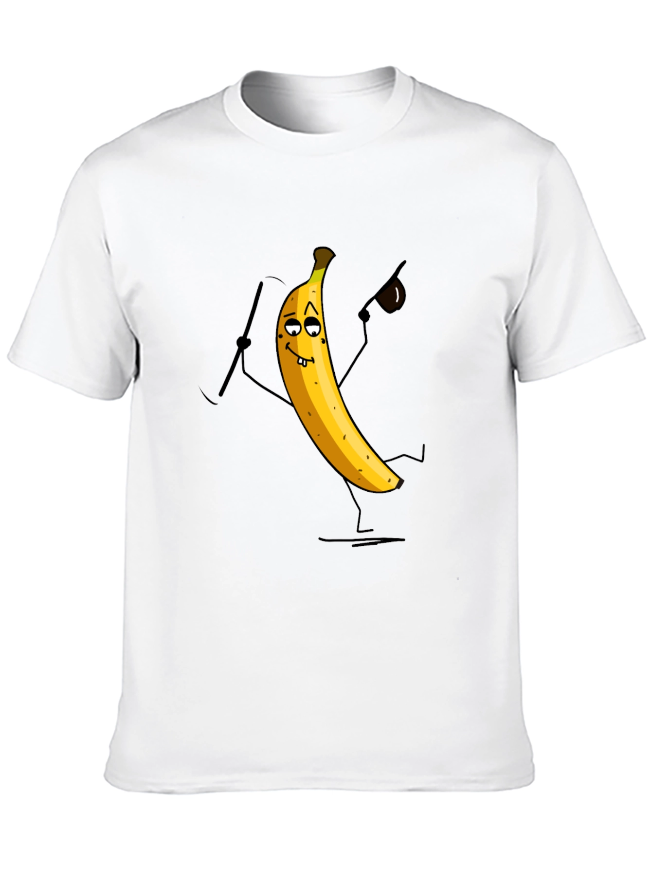 Funny Banana Cartoon Mens Black T-Shirt
