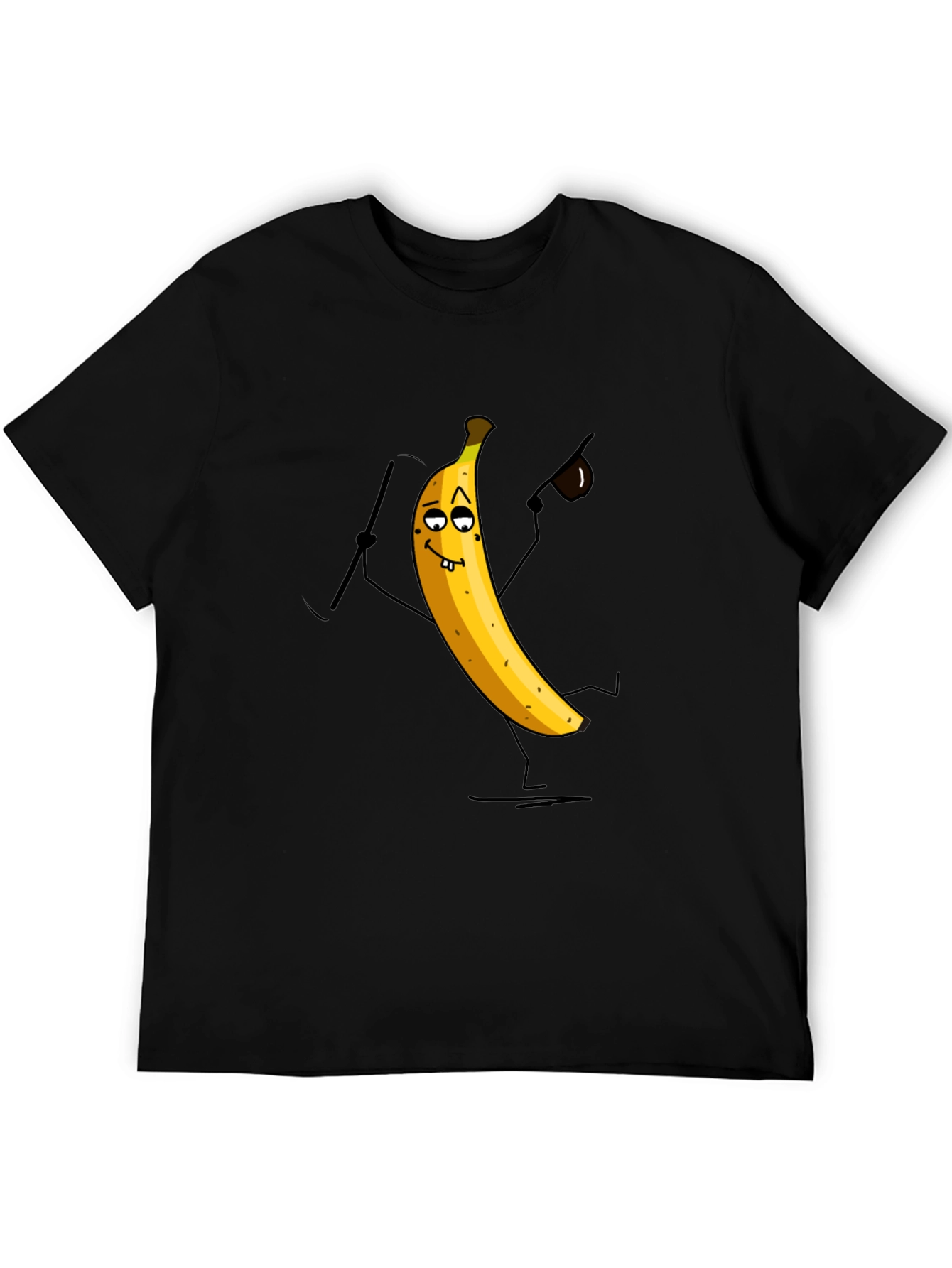 Funny Banana Cartoon Mens Black T-Shirt