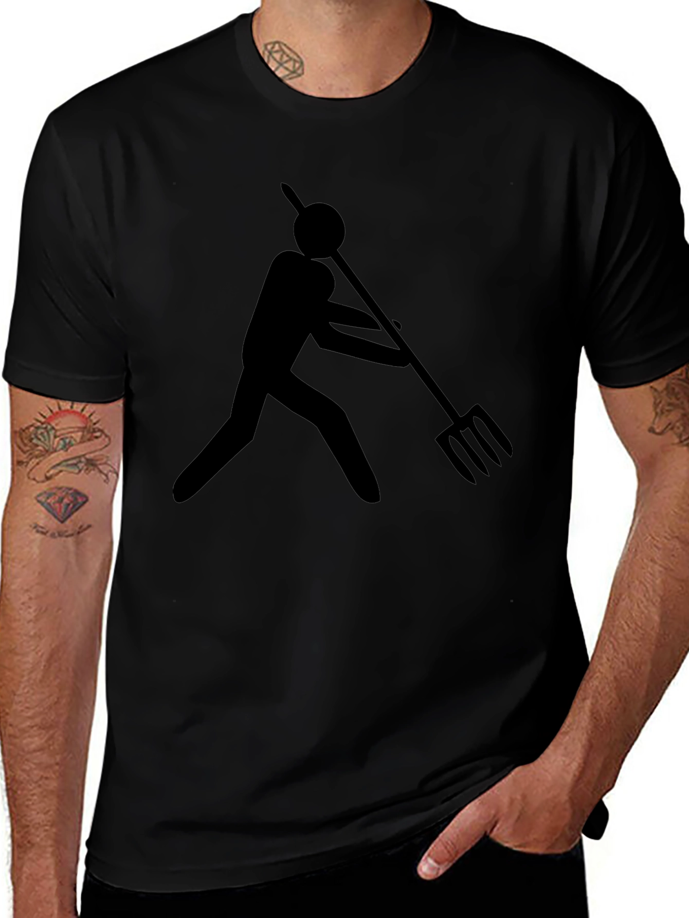 Abstract Stick Figure Pitchfork Graphic Tee