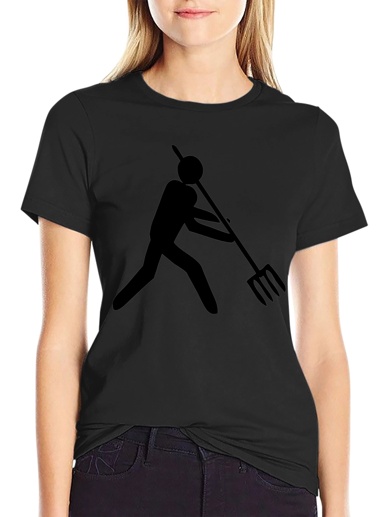 Abstract Stick Figure Pitchfork Graphic Tee