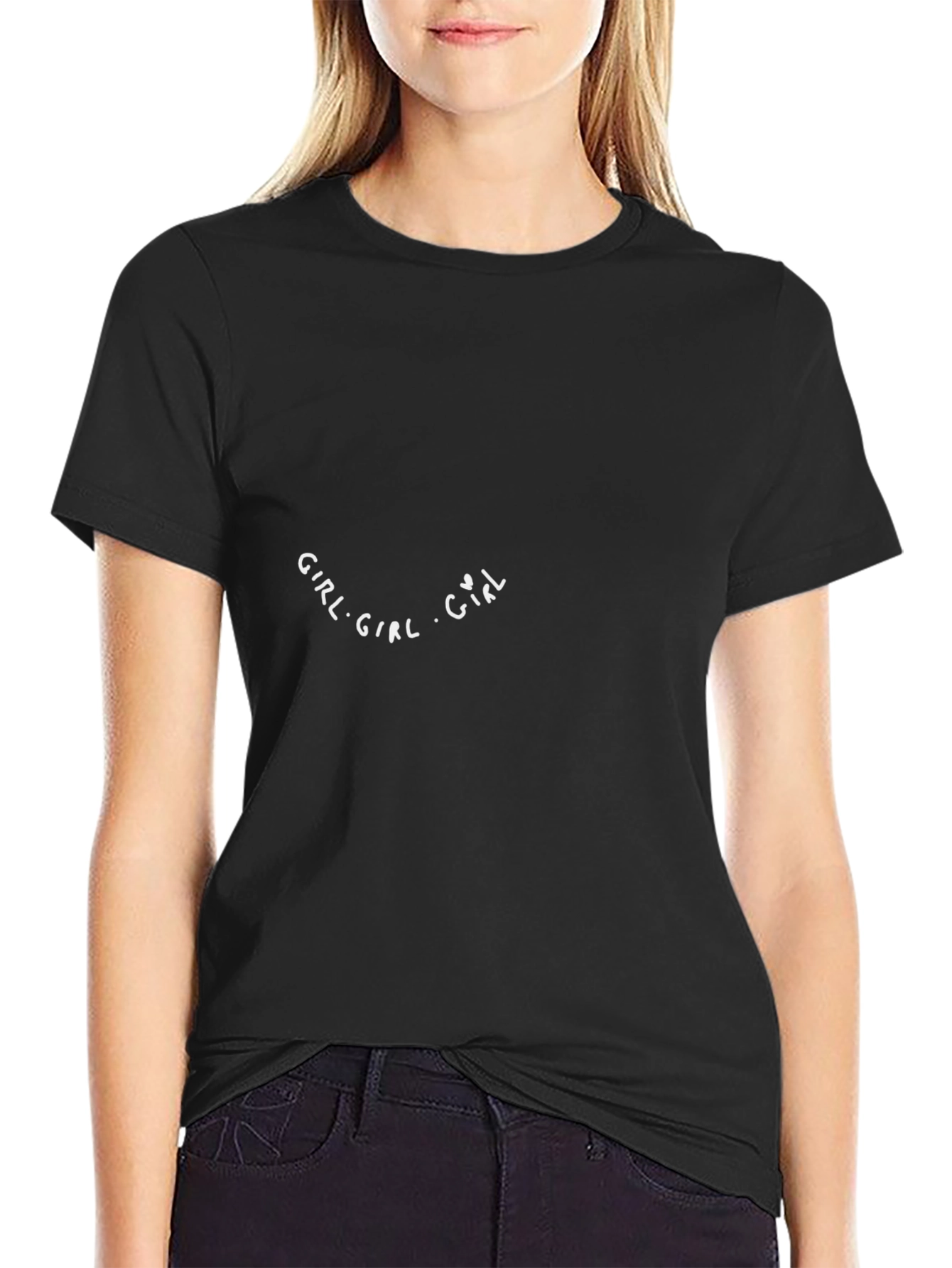 Girl Text Graphic Black T-Shirt Casual Wear
