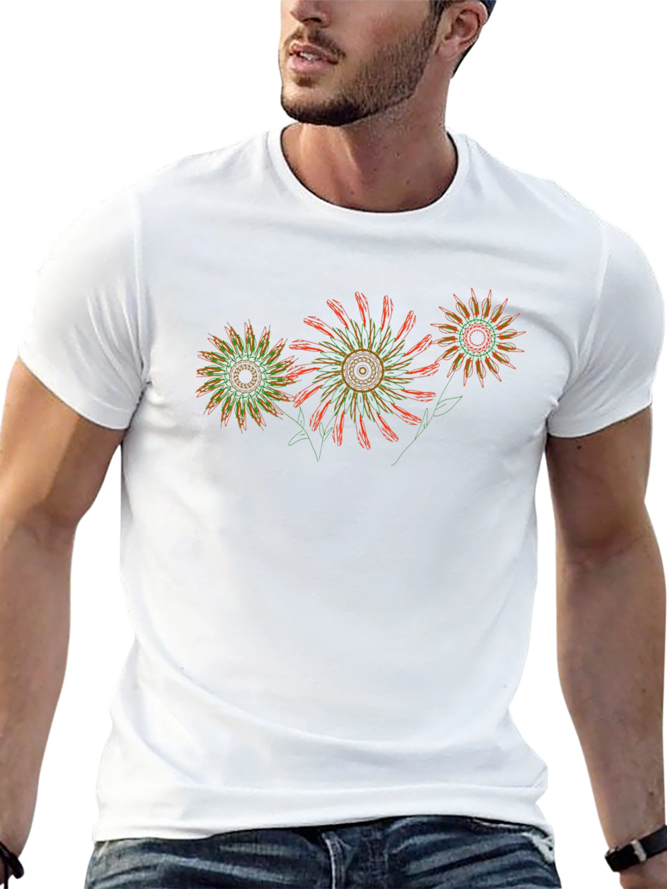 Abstract Floral Black T-Shirt