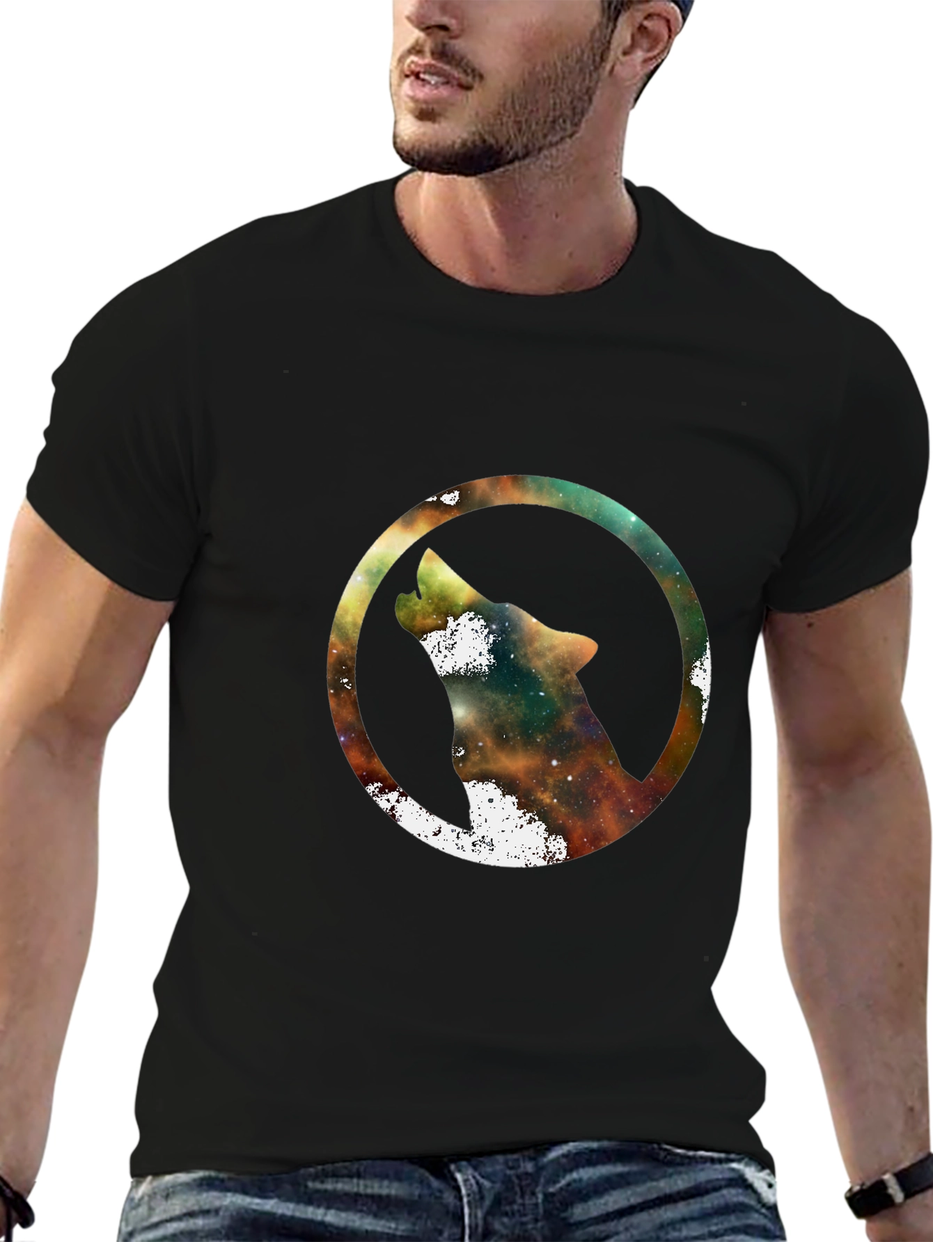 Galaxy Wolf T-Shirt - Stylish Black Tee