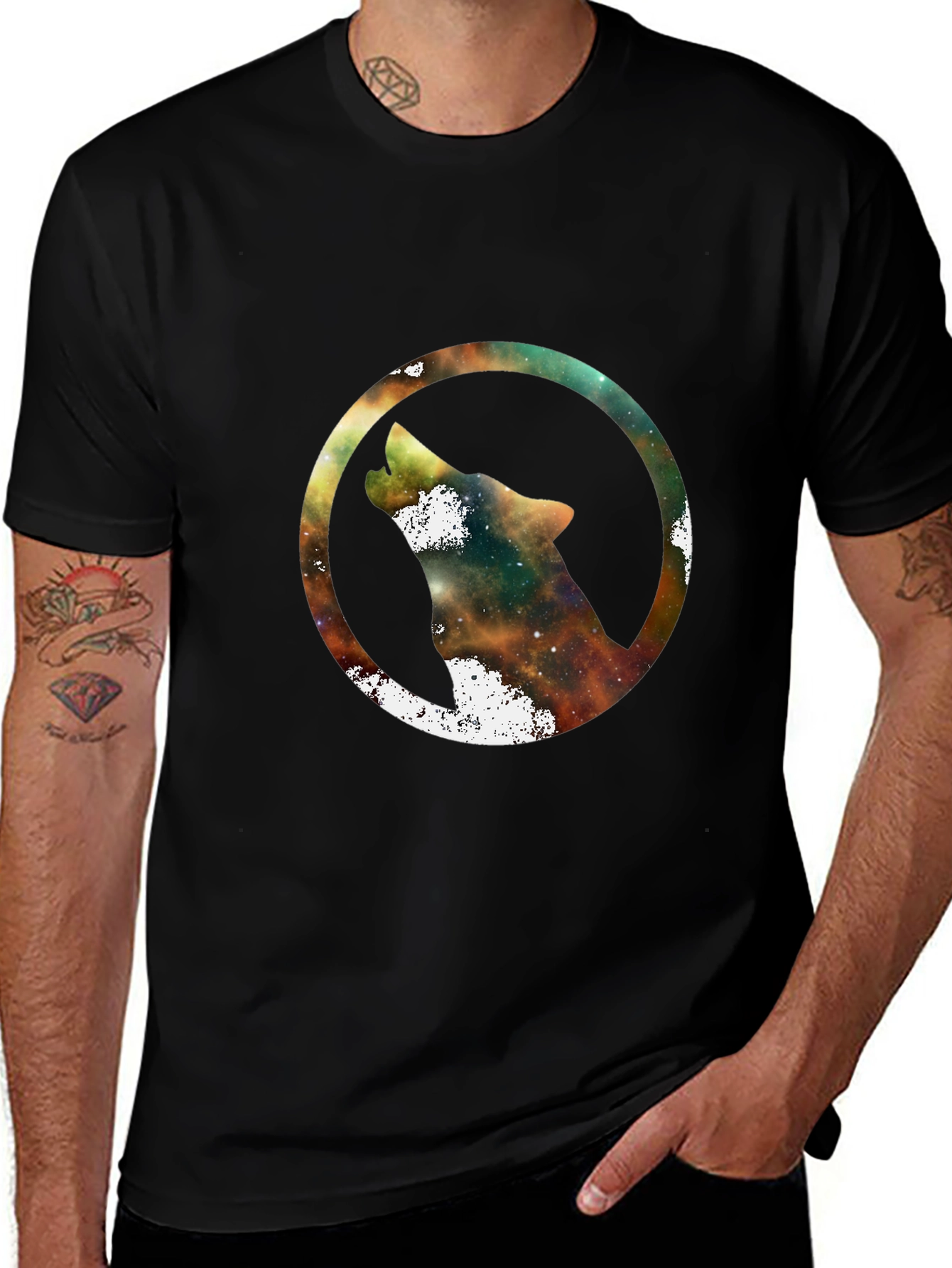 Galaxy Wolf T-Shirt - Stylish Black Tee