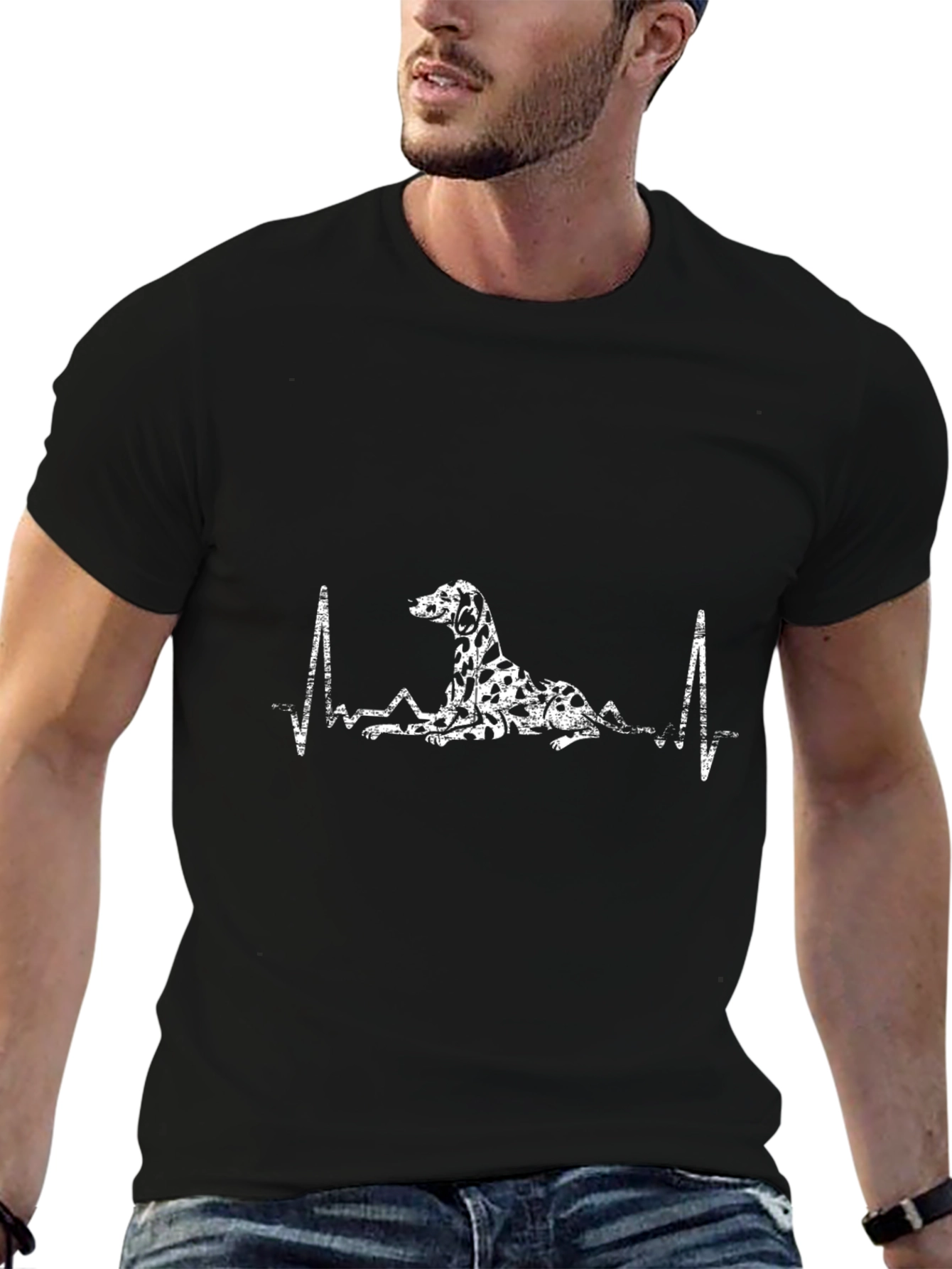 Dalmatian Heartbeat T-Shirt – Dog Lover EKG Graphic Tee Gift