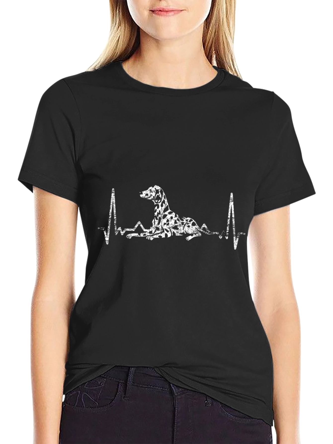 Dalmatian Heartbeat T-Shirt – Dog Lover EKG Graphic Tee Gift