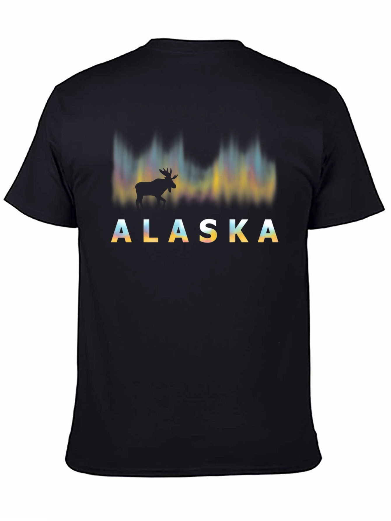 Alaska Moose Northern Lights Graphic Tee - Black