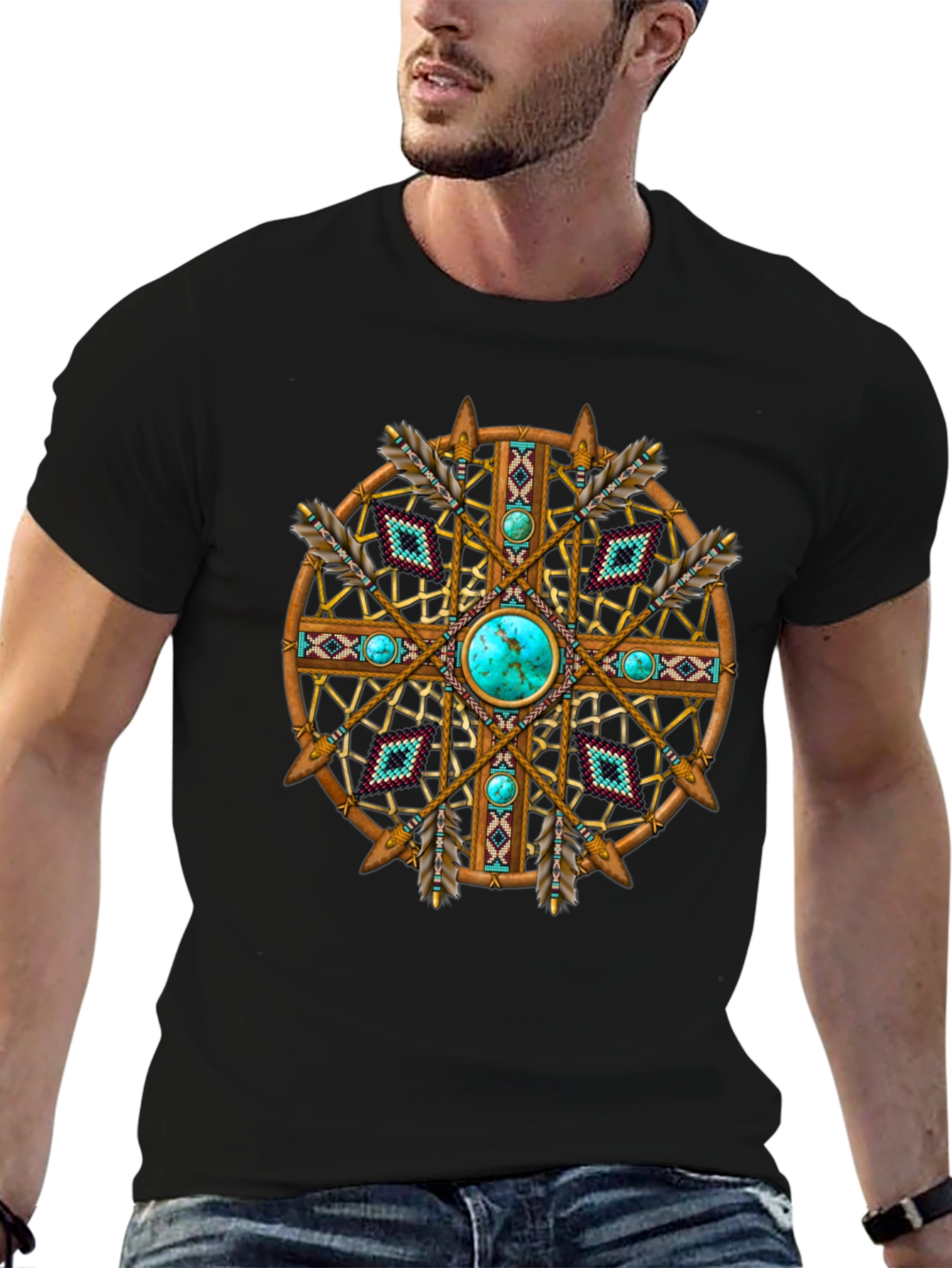 Turquoise Stone Native American Arrow T-Shirt