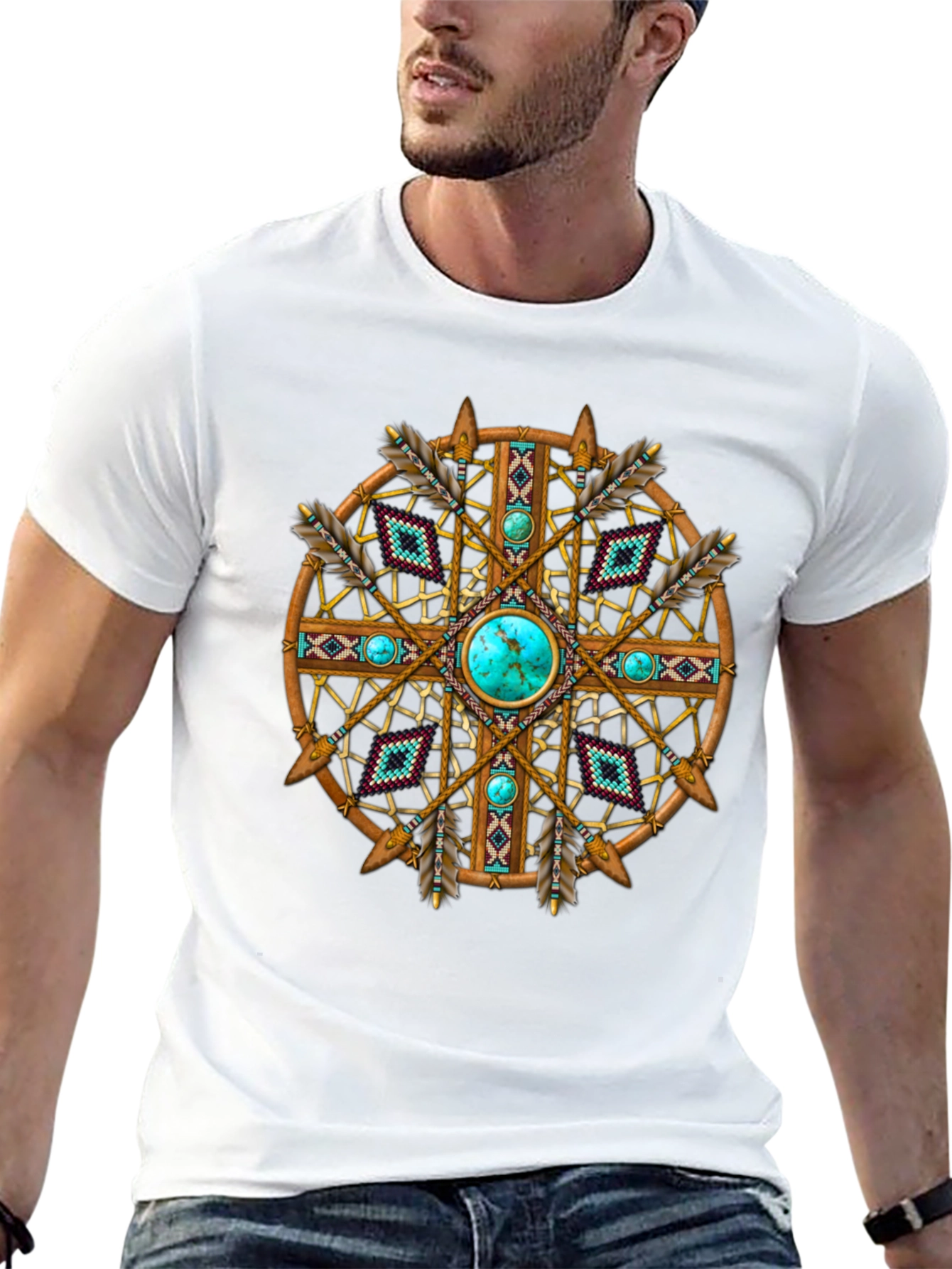 Turquoise Stone Native American Arrow T-Shirt
