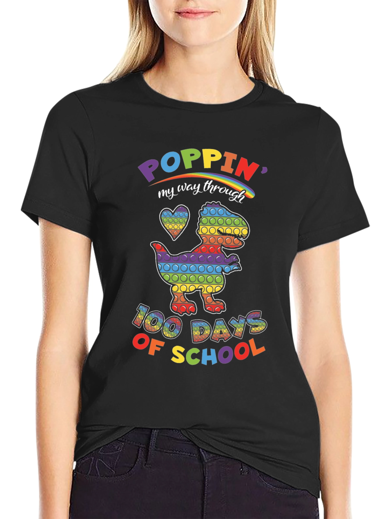 100 Days of School Poppin Dinosaur T-Shirt