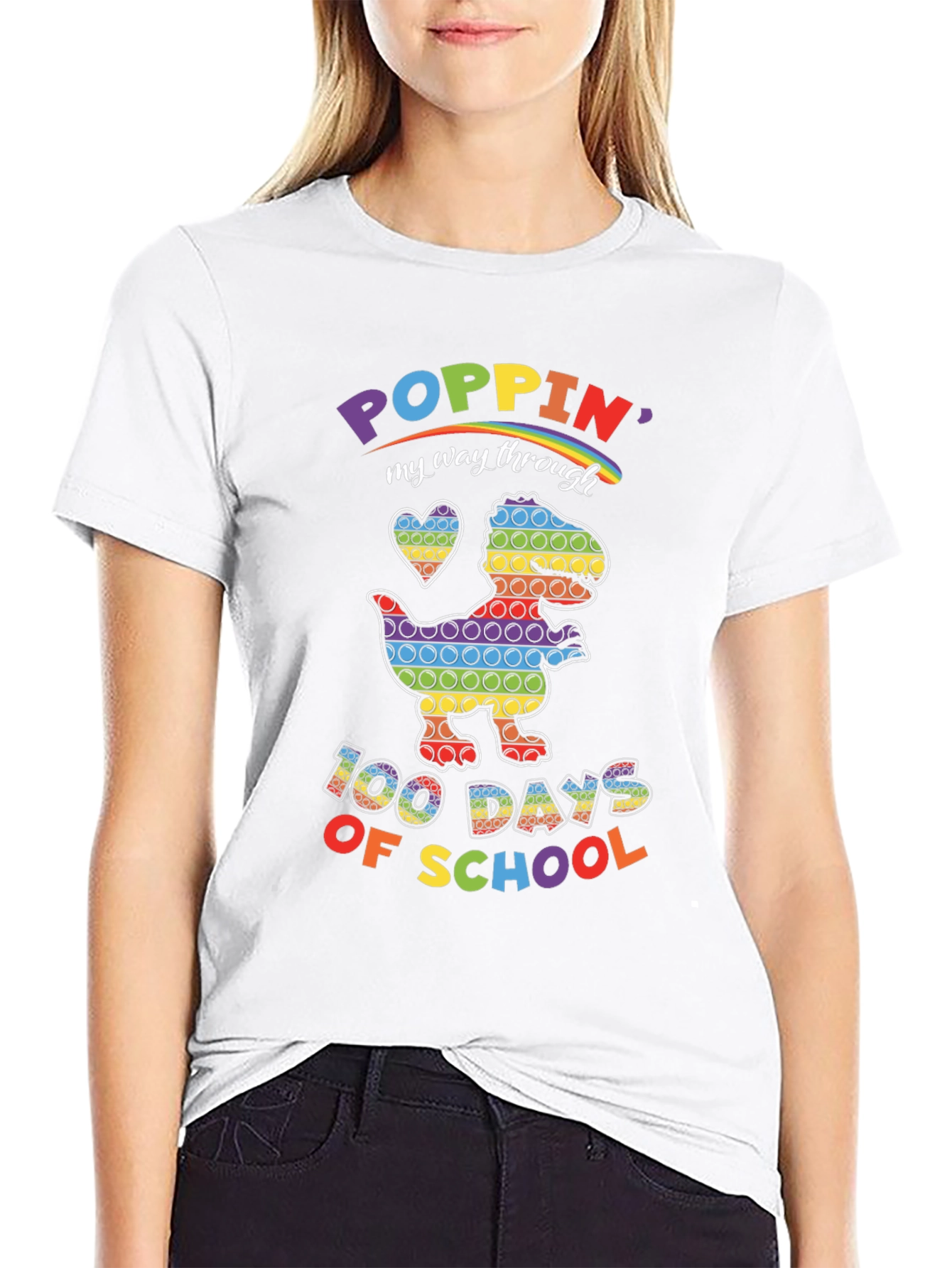 100 Days of School Poppin Dinosaur T-Shirt