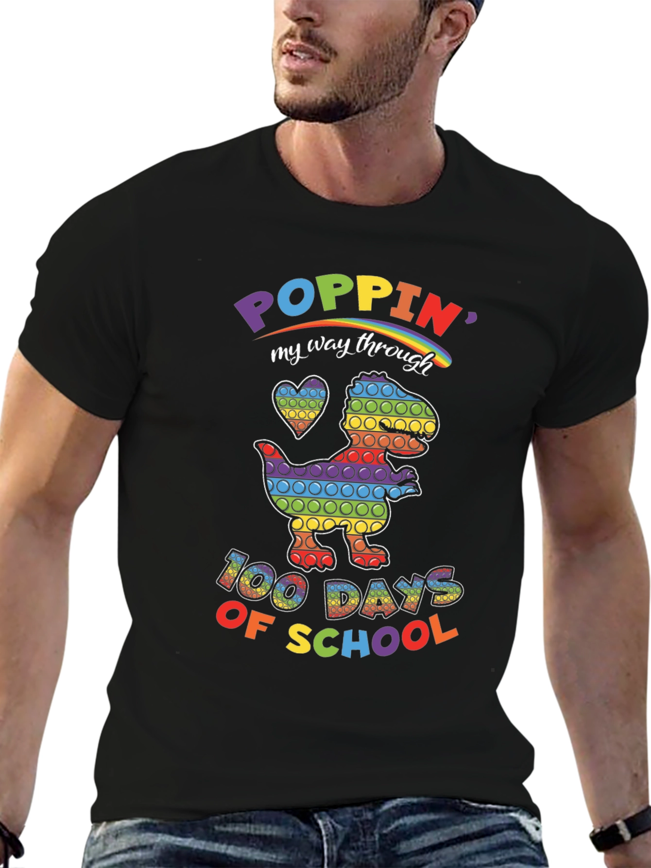 100 Days of School Poppin Dinosaur T-Shirt