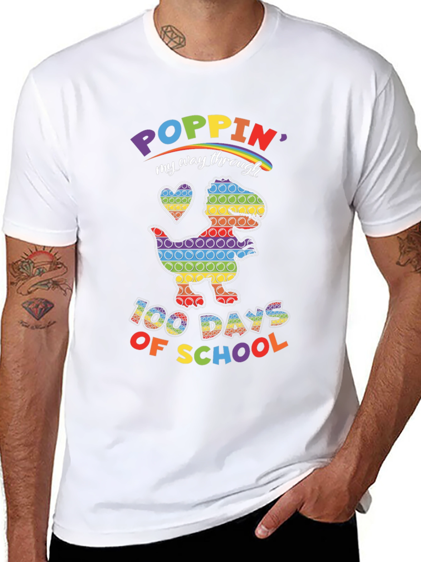 100 Days of School Poppin Dinosaur T-Shirt