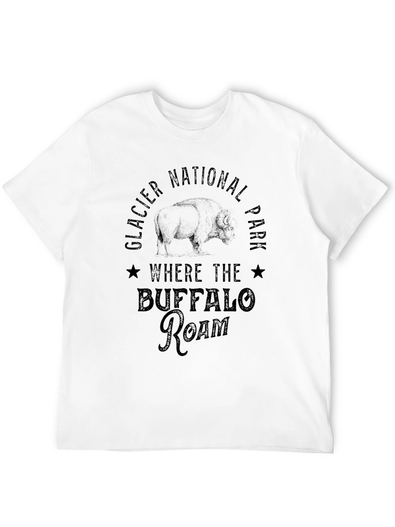 Glacier National Park Buffalo Roam Black T-Shirt