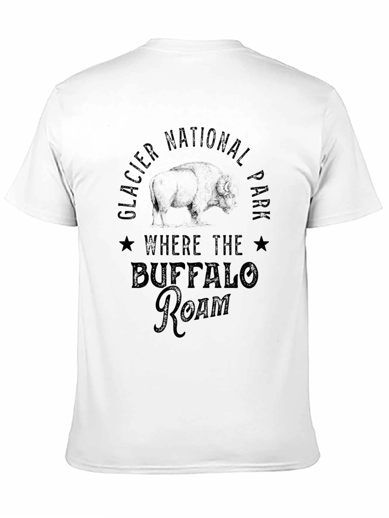 Glacier National Park Buffalo Roam Black T-Shirt