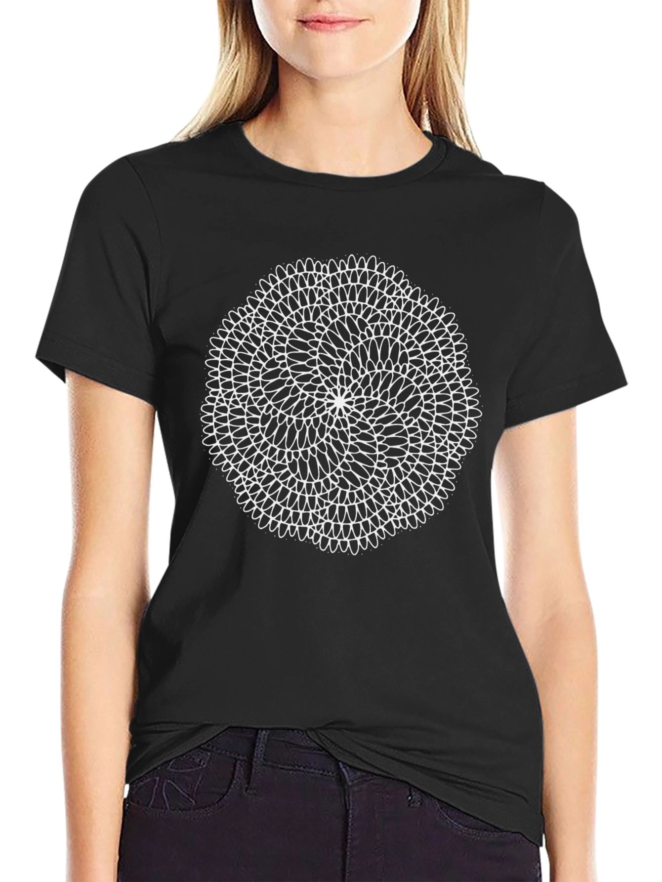 Abstract Geometric Pattern Black T-Shirt