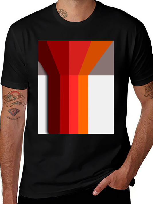 Geometric Color Block Graphic Tee - Modern Style