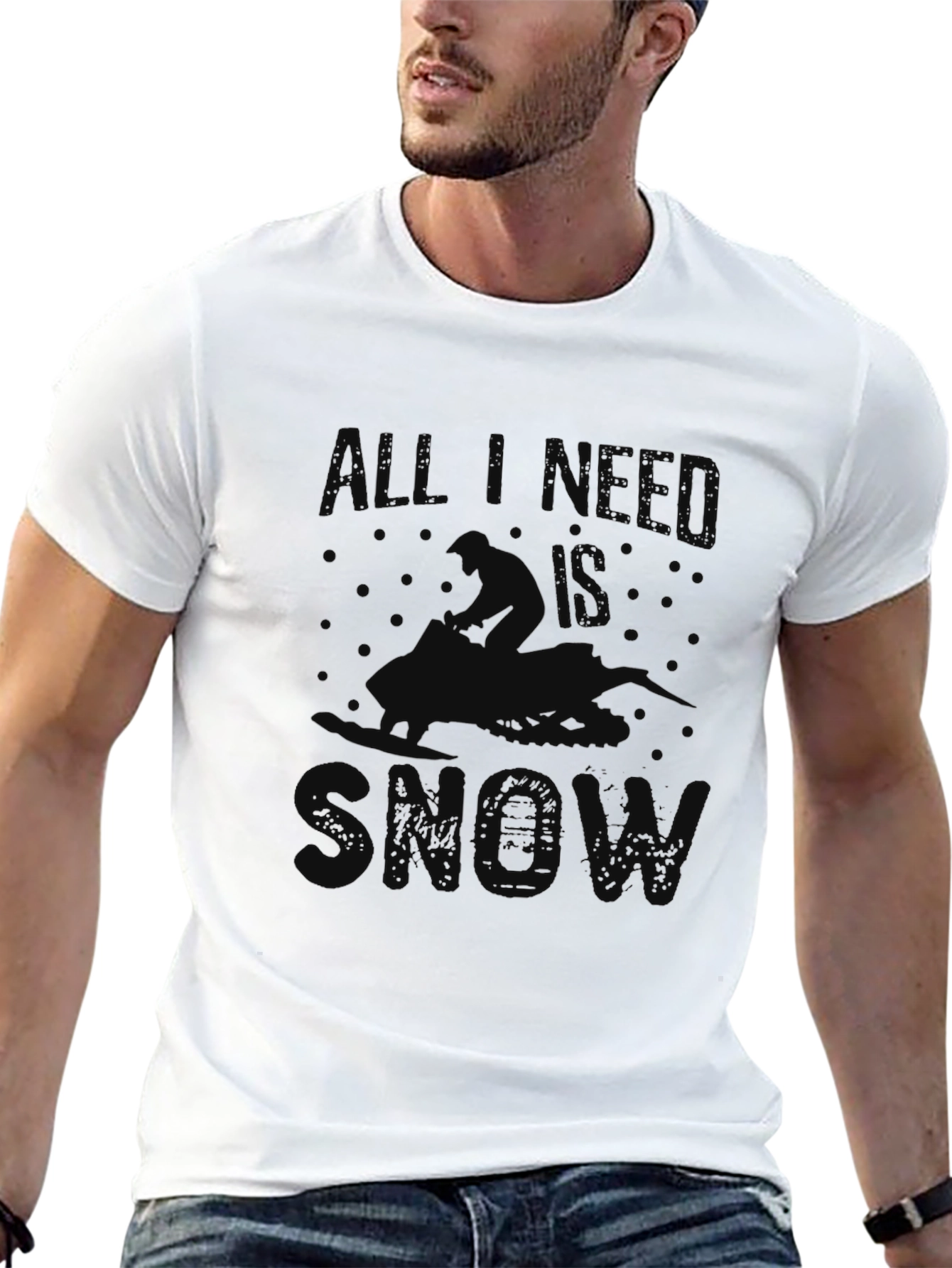 All I Need is Snow Black Graphic T-Shirt