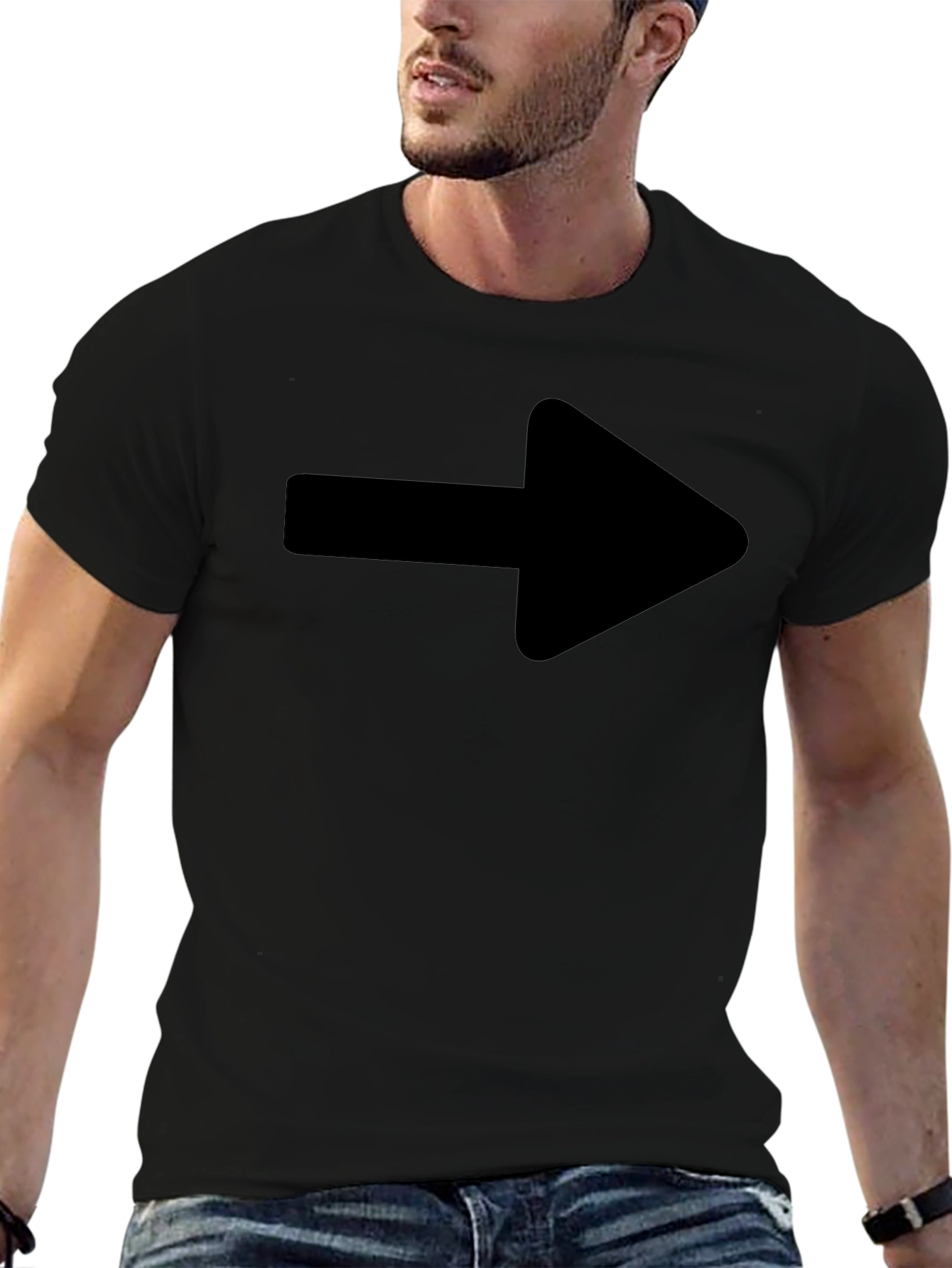 Right Arrow Graphic T-Shirt - Casual Black Tee