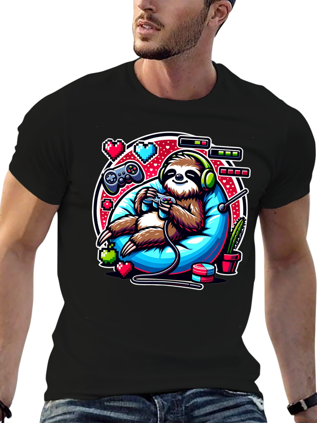 Gamer Sloth Graphic Tee