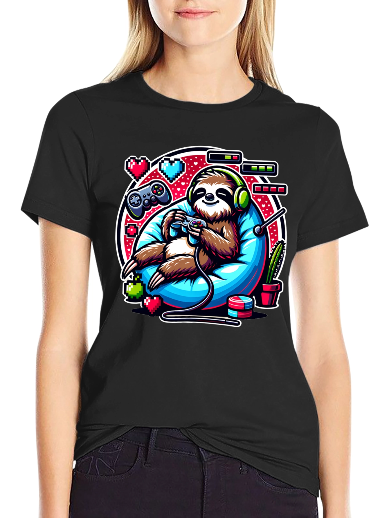 Gamer Sloth Graphic Tee