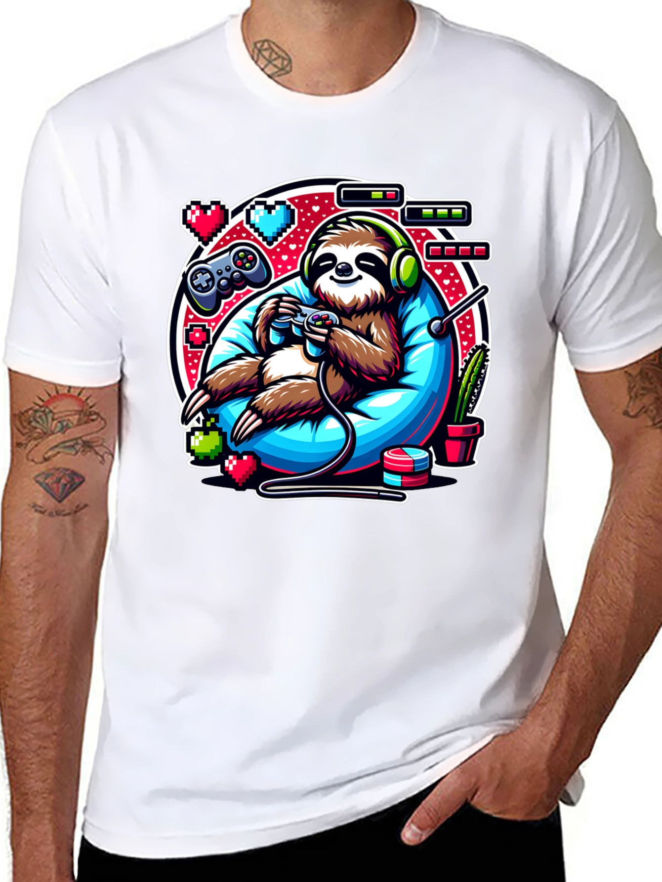 Gamer Sloth Graphic Tee