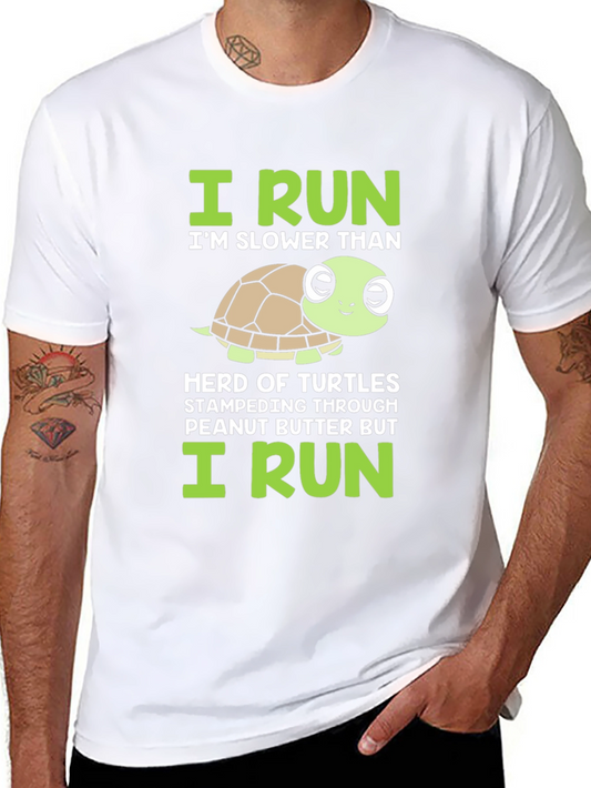 Funny Turtle Running T-Shirt - Slower Than Turtles Tee