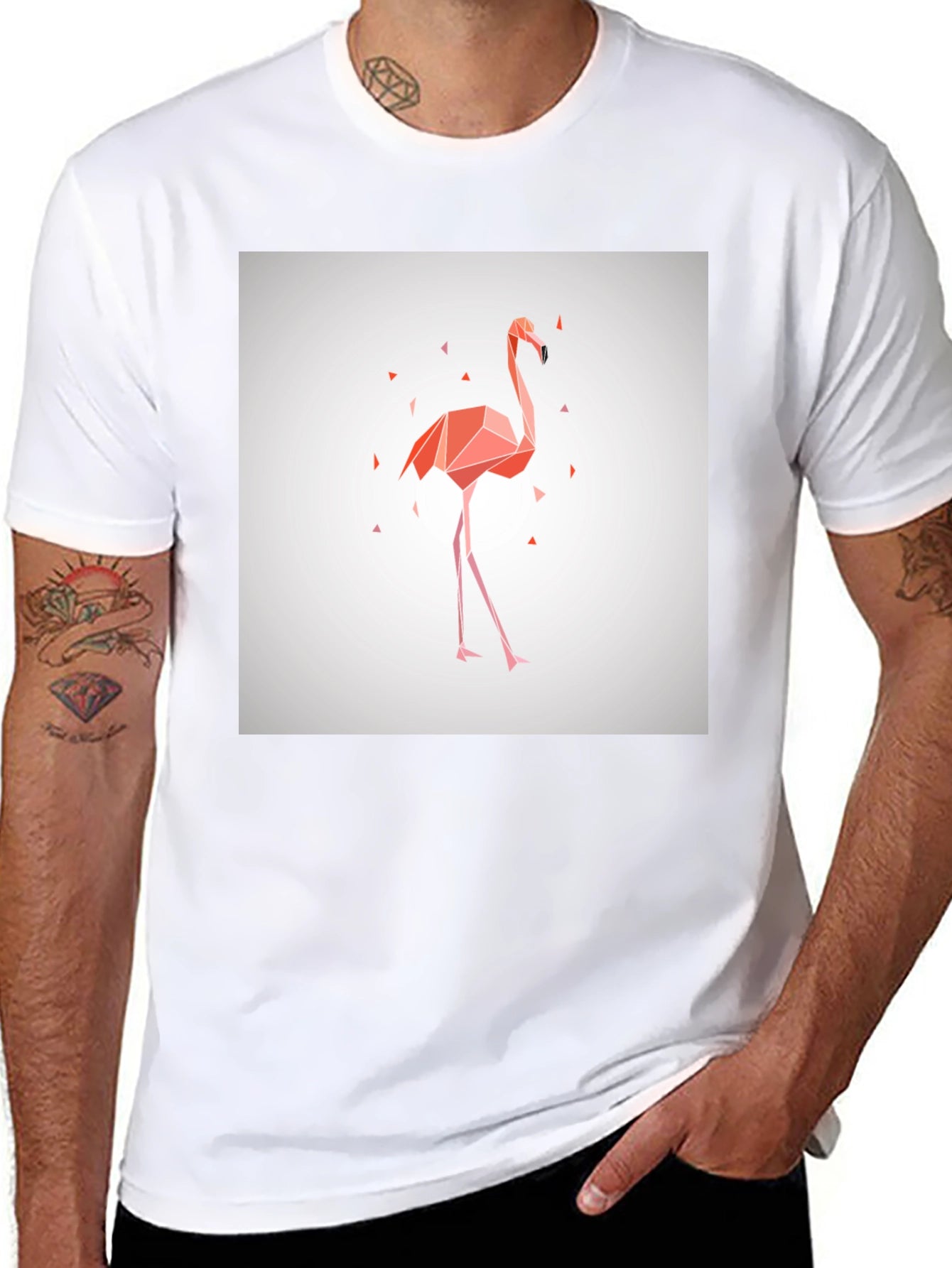 Geometric Flamingo Graphic Tee - Modern Style