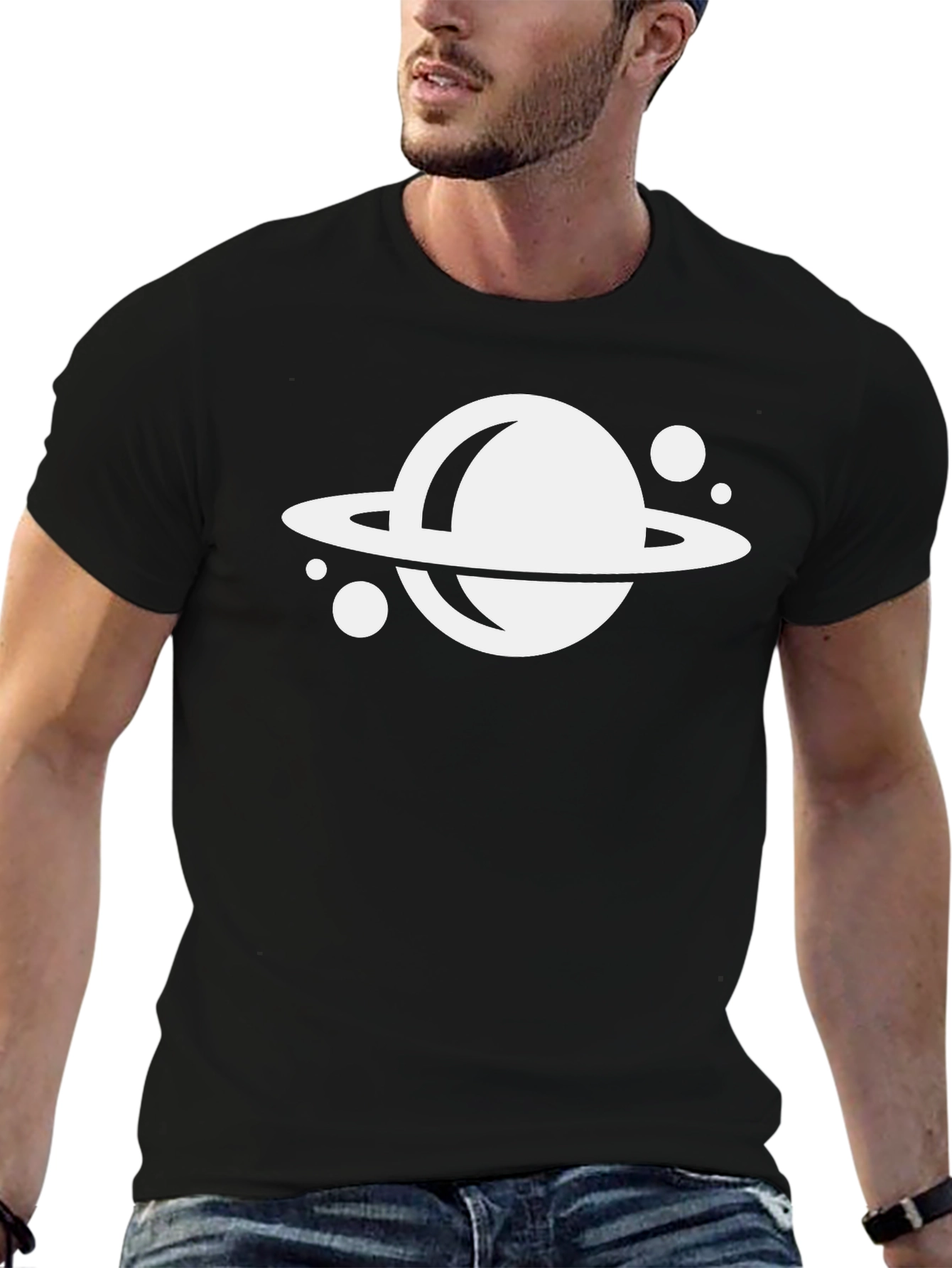 Planet Graphic Tee - Black Cotton T-Shirt
