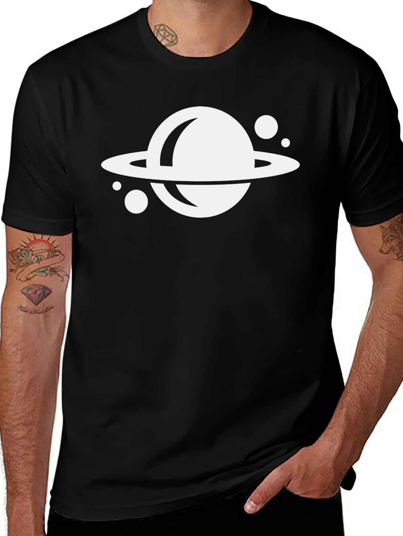 Planet Graphic Tee - Black Cotton T-Shirt
