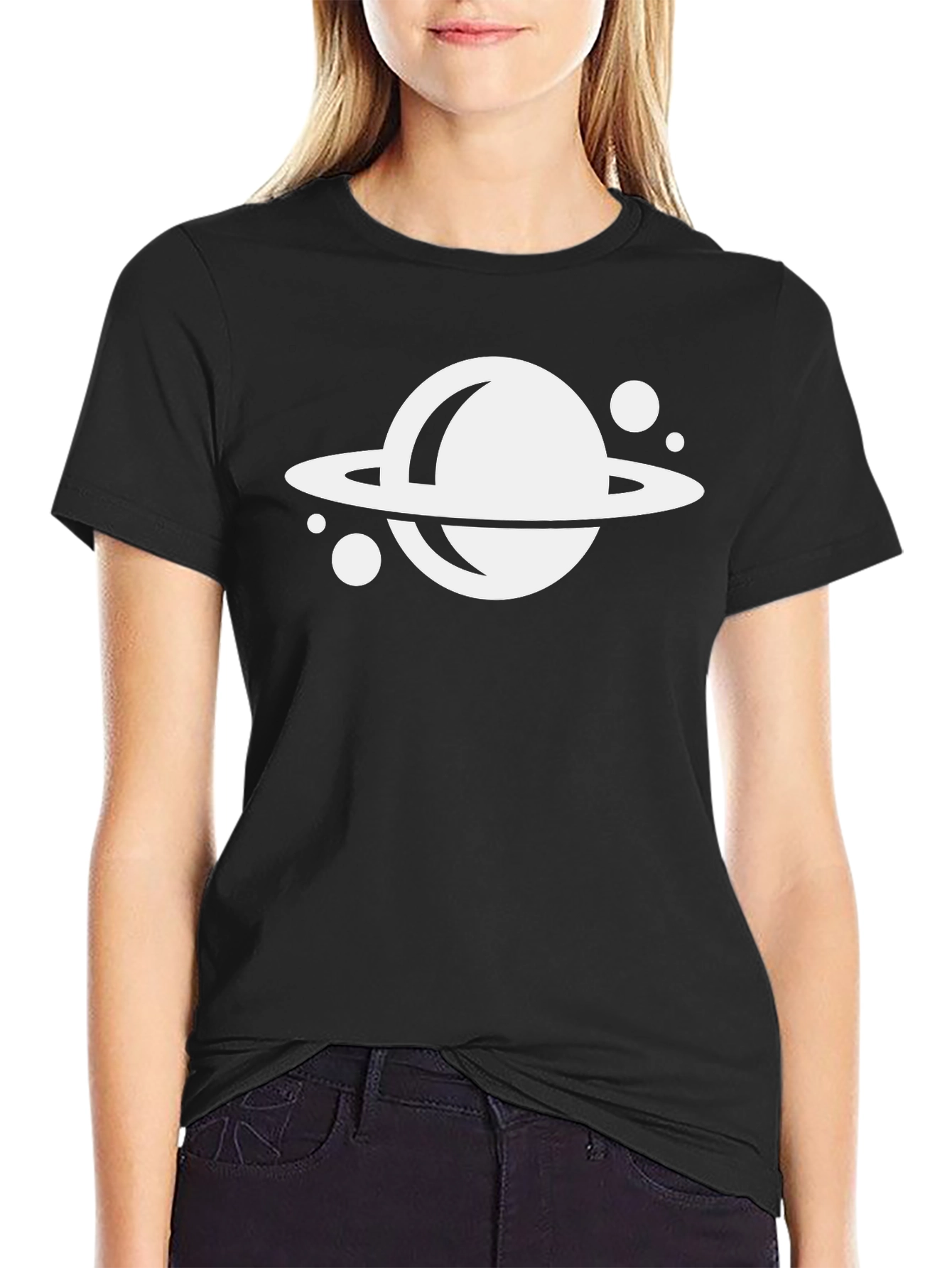 Planet Graphic Tee - Black Cotton T-Shirt