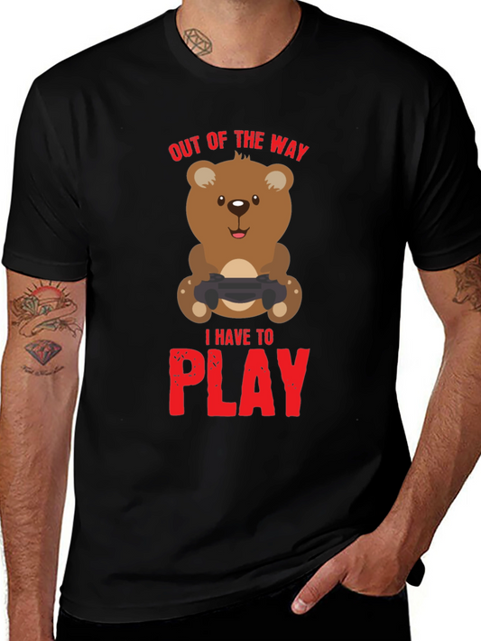 Gamer Bear Graphic Tee - Out of the Way I Have to Play!