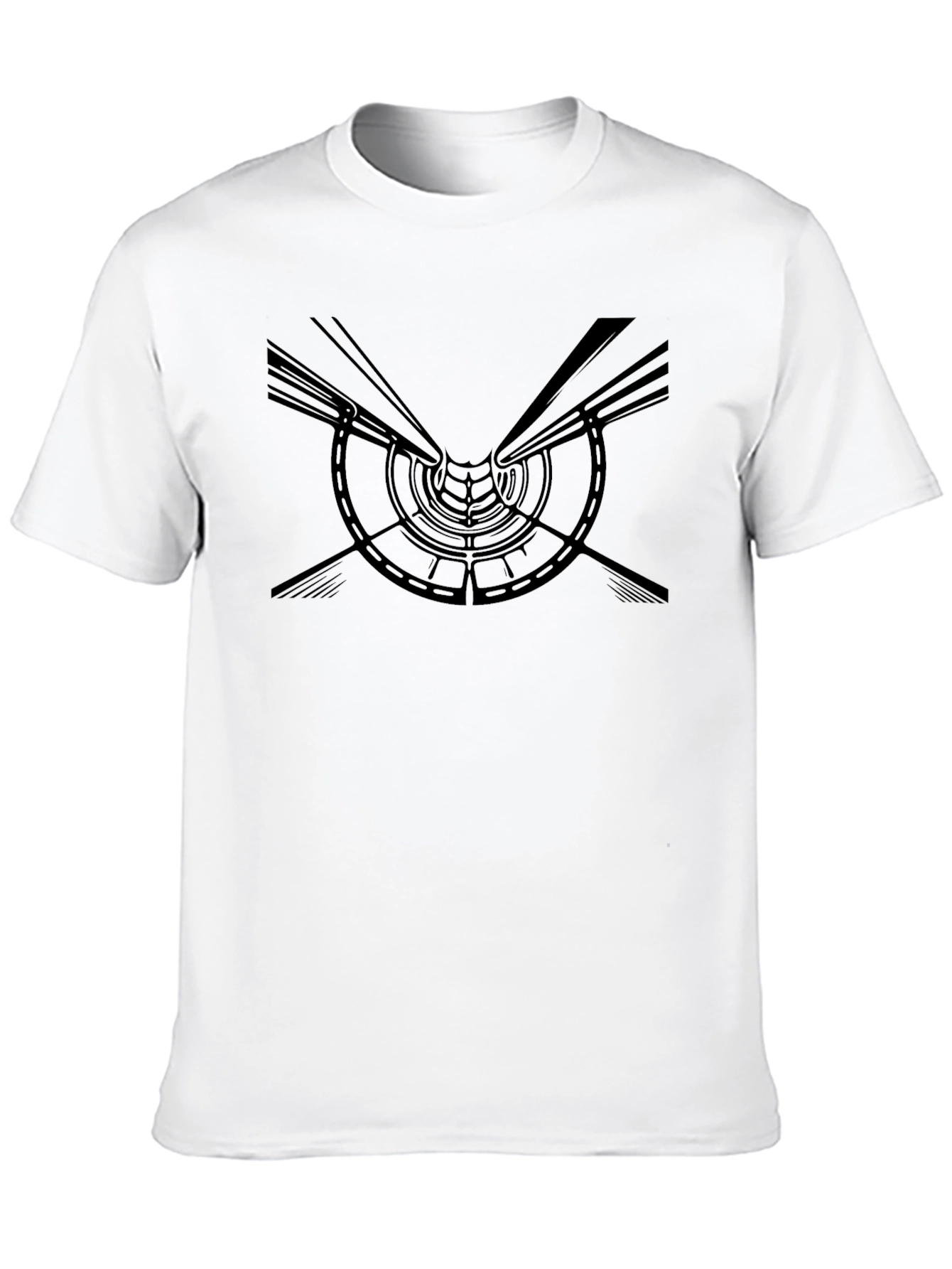Abstract Tunnel Design Black T-Shirt