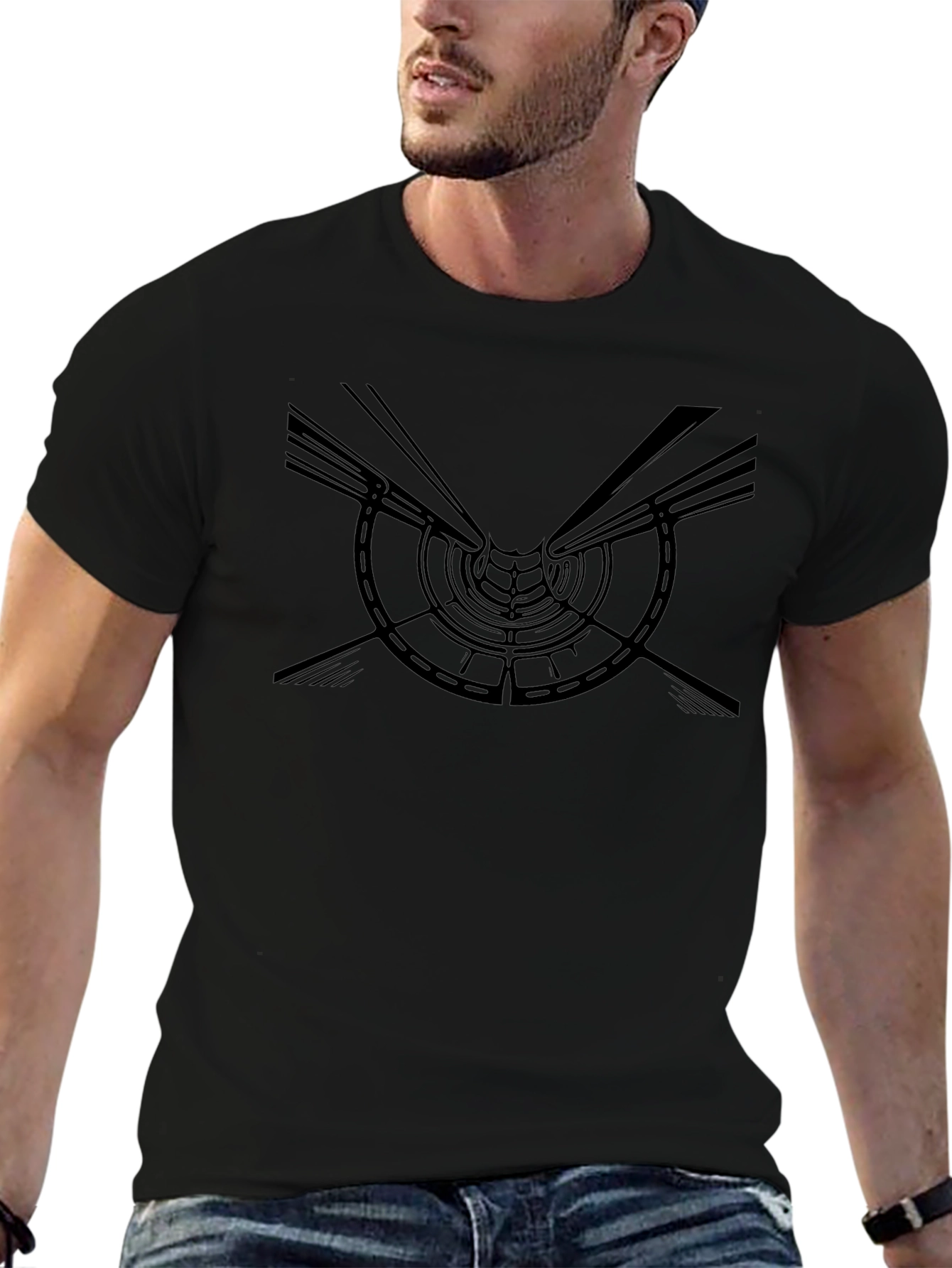 Abstract Tunnel Design Black T-Shirt