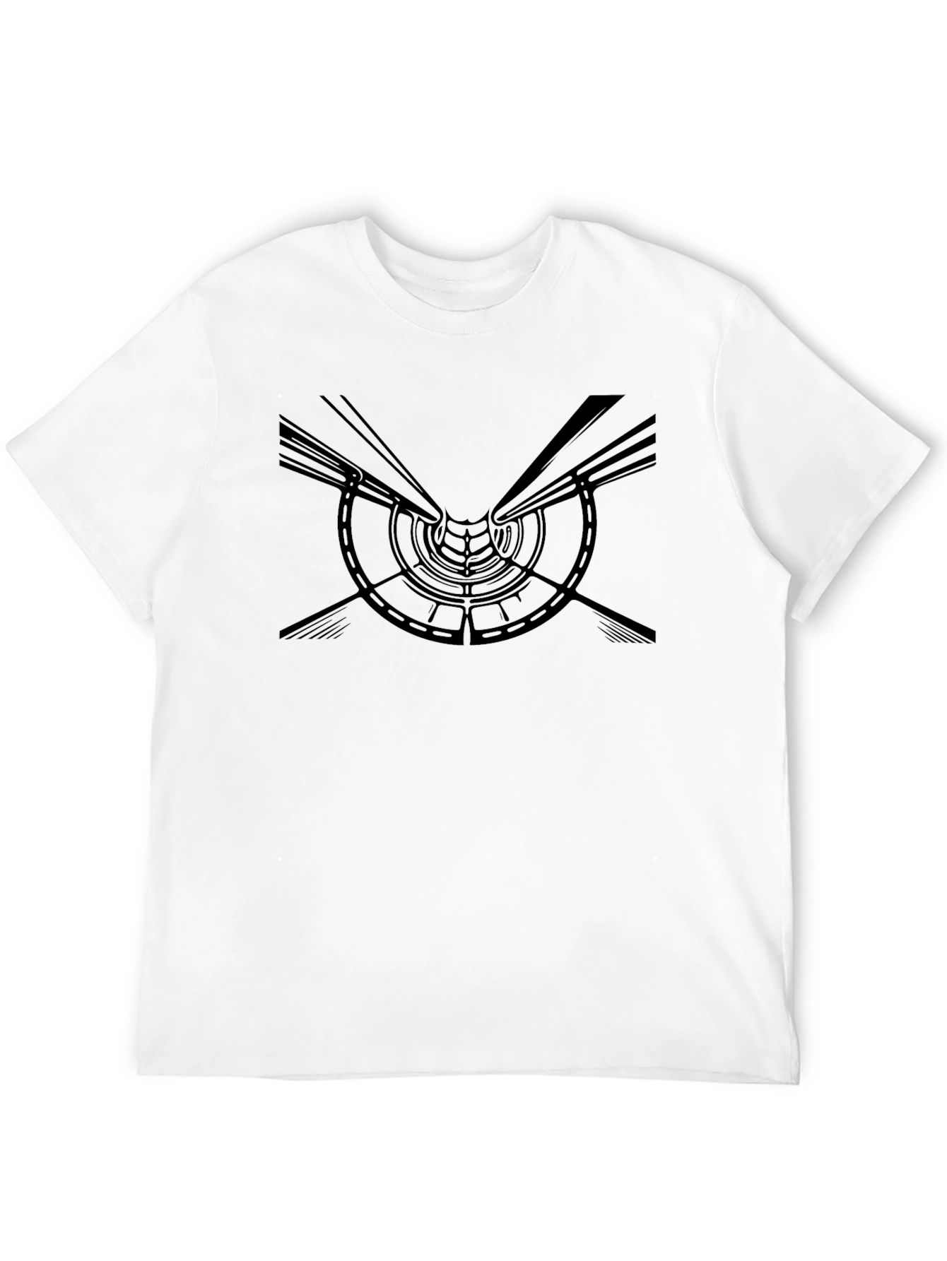 Abstract Tunnel Design Black T-Shirt
