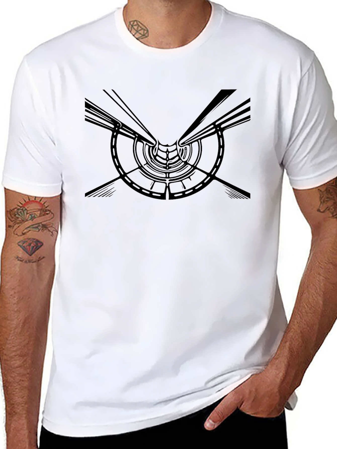 Abstract Tunnel Design Black T-Shirt