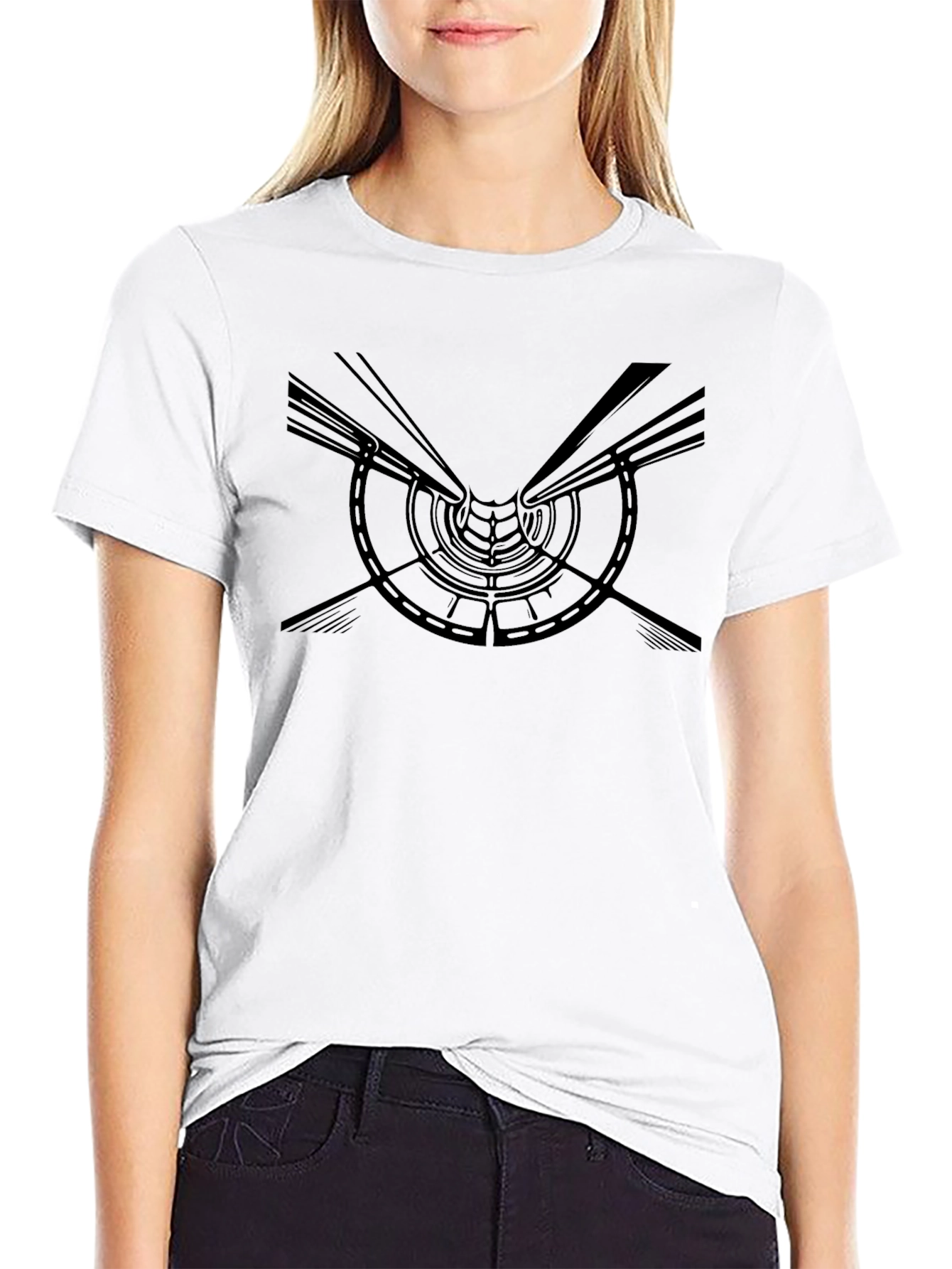 Abstract Tunnel Design Black T-Shirt