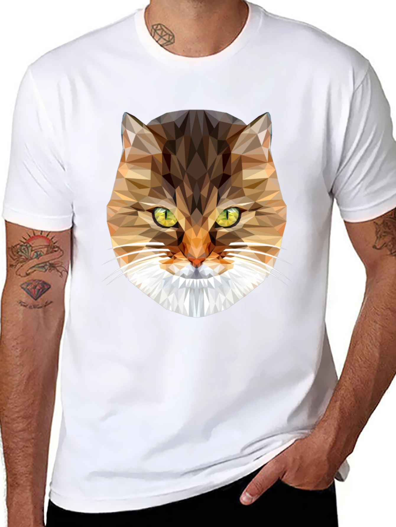 Geometric Cat Graphic T-Shirt