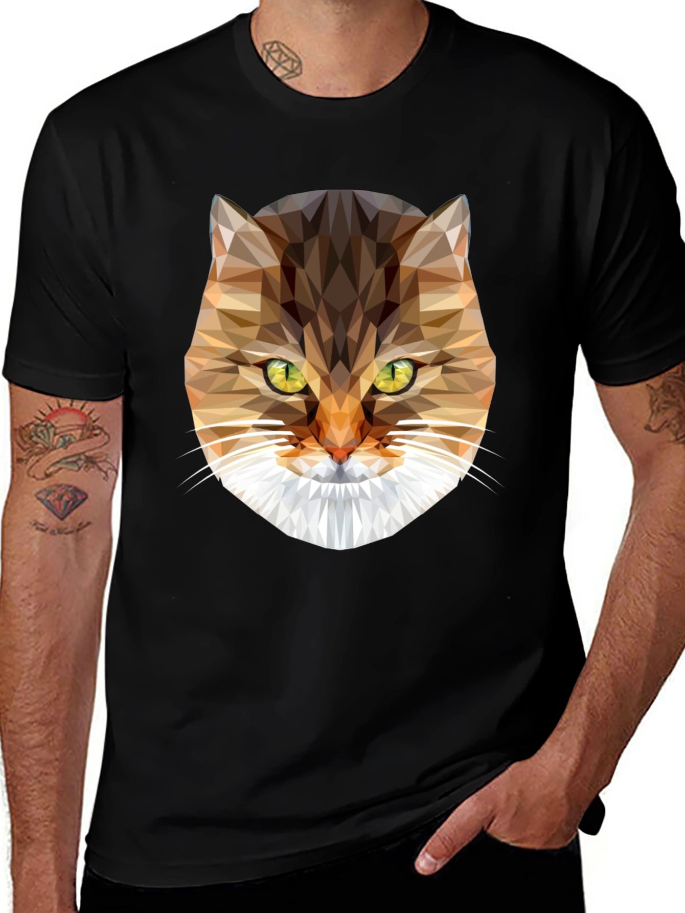 Geometric Cat Graphic T-Shirt