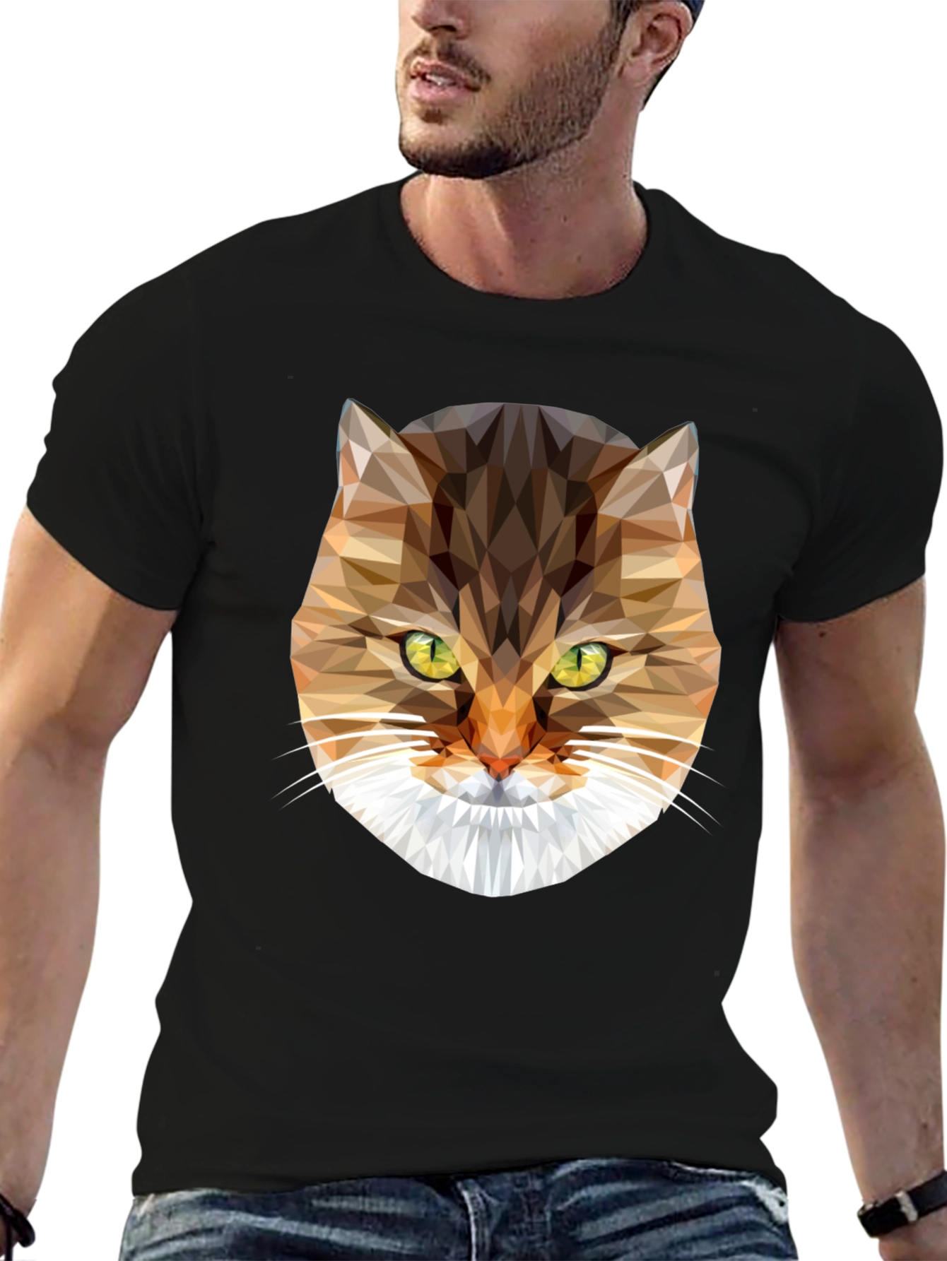 Geometric Cat Graphic T-Shirt